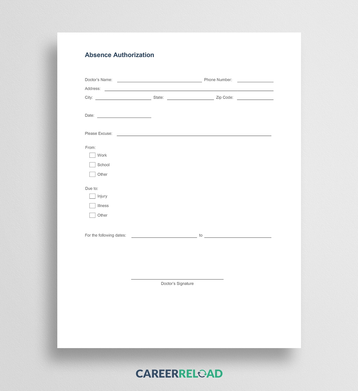 Doctor s Note Template Doctor s Note For Work Career Reload