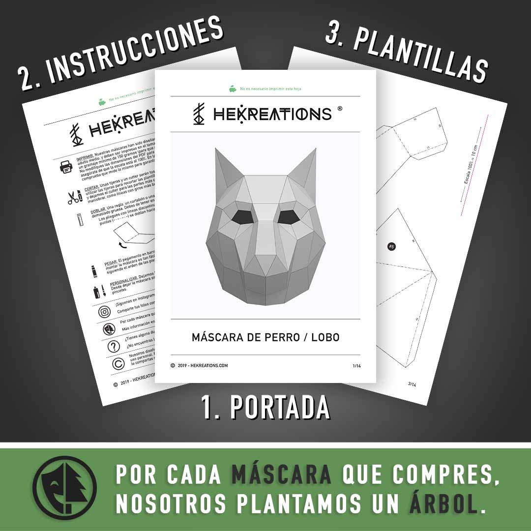 Dog Mask Printable Template Papercraft PDF Pattern