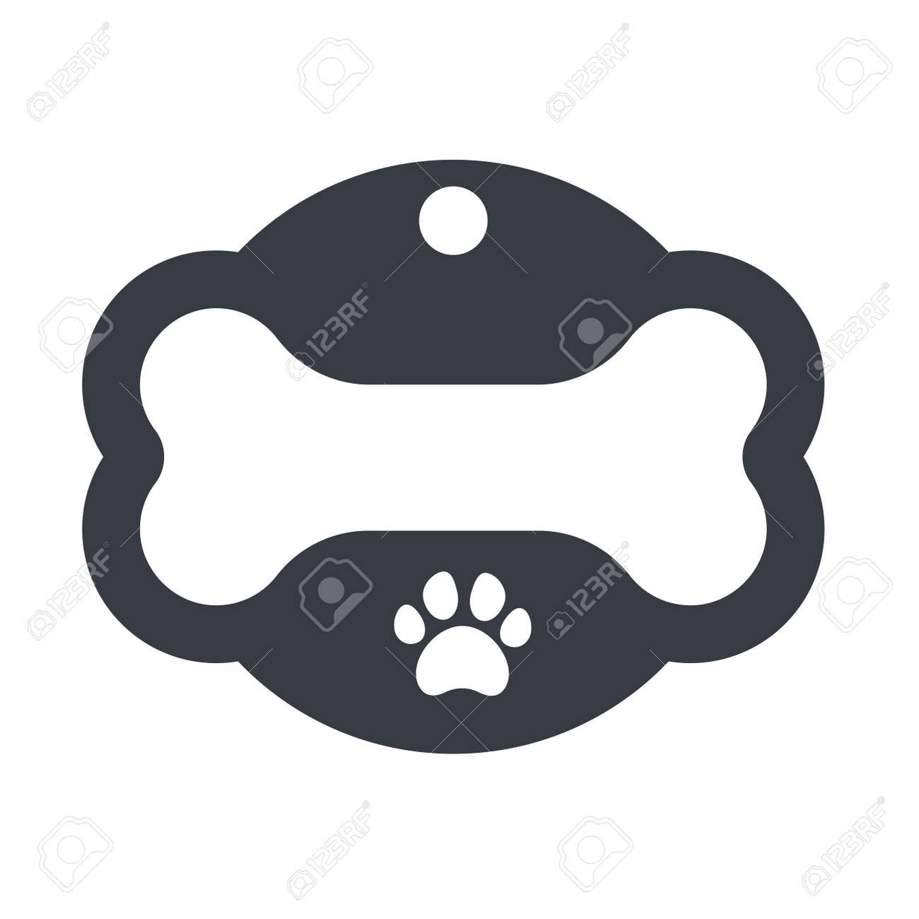Dog Tag Template Vector Silhouette Dog Tag For Neckline Isolated 