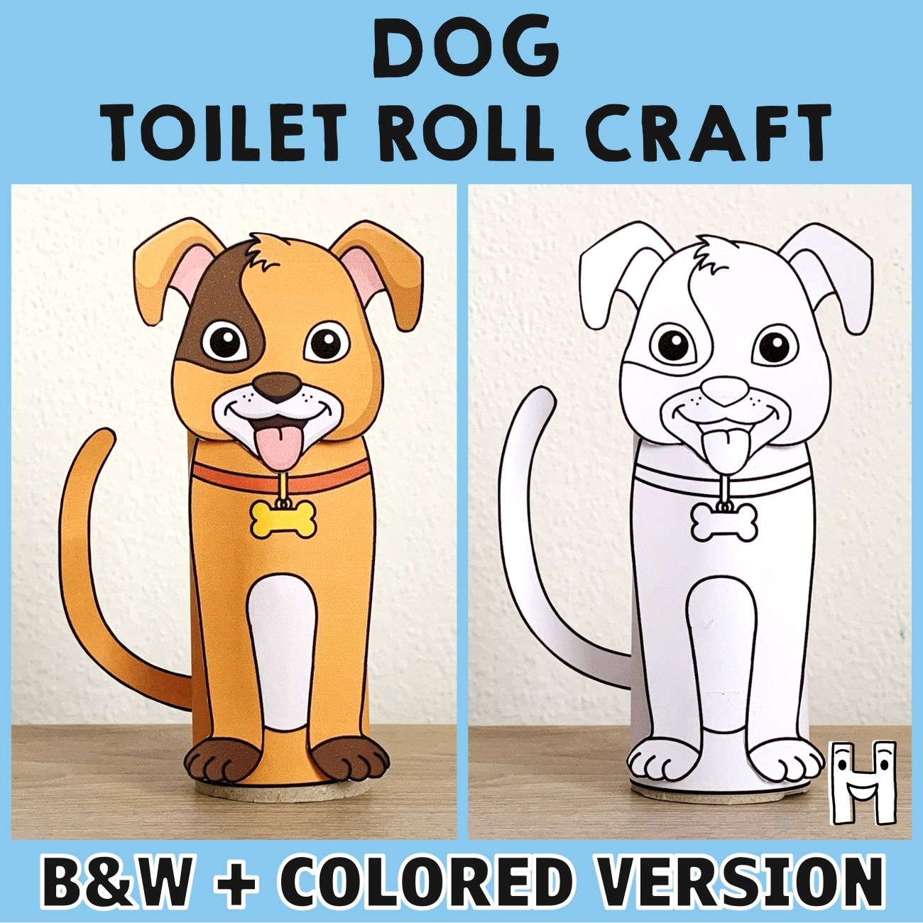 Dog Toilet Roll Animal Printable Coloring Craft Kid Happy Paper Time