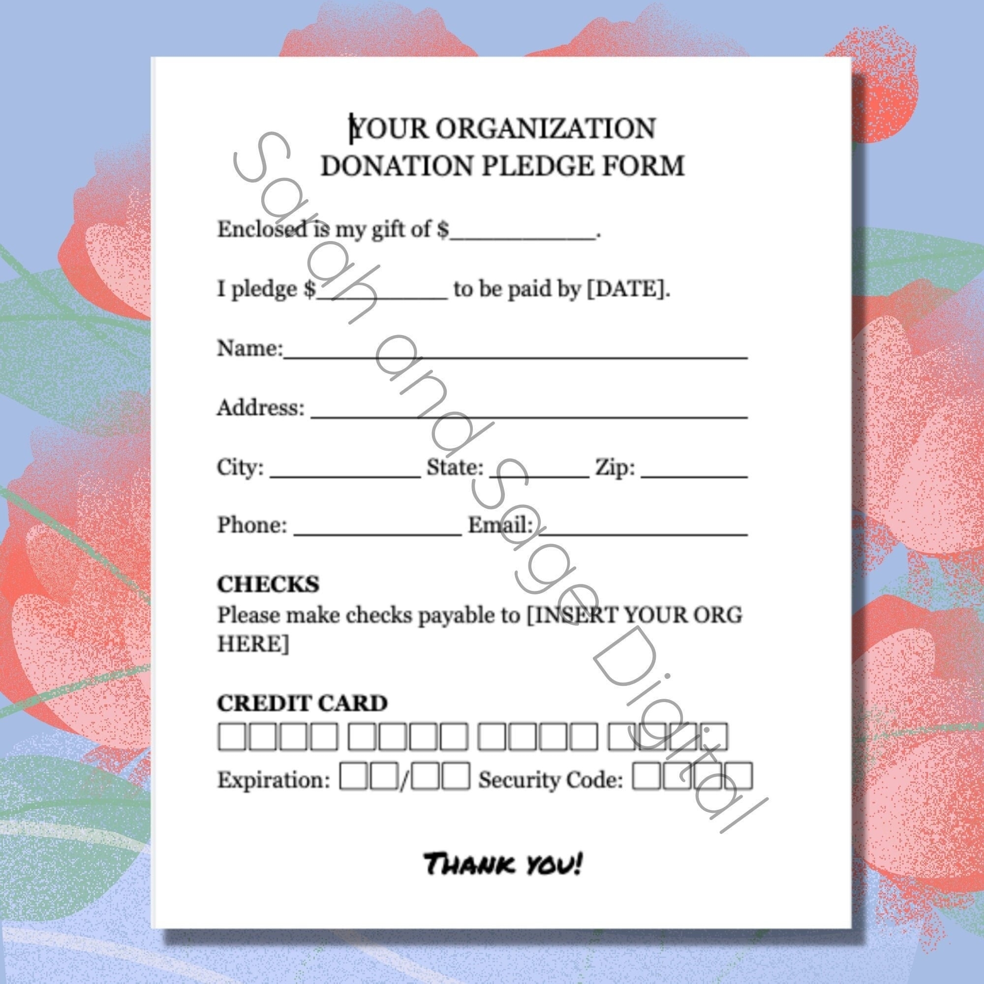 Donation Pledge Form Editable Printable Donation Flyer School Donation Pledge Form Editable Printable Donation Flyer School