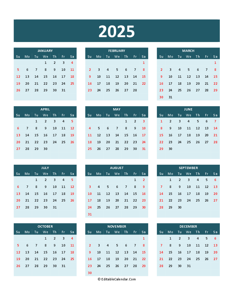 November 2025 Calendar Editable Word