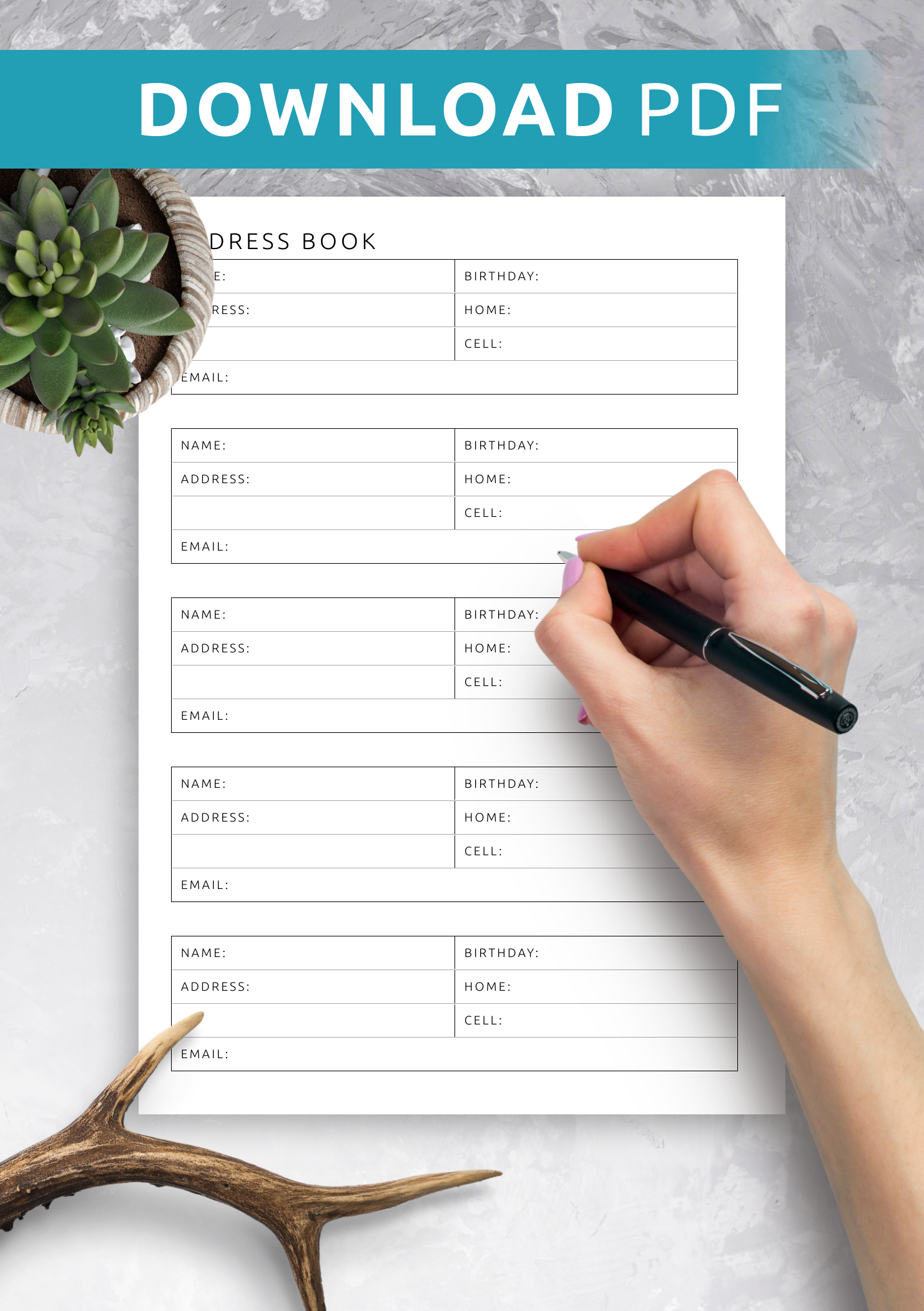 Free Printable Address Book Entry Templates