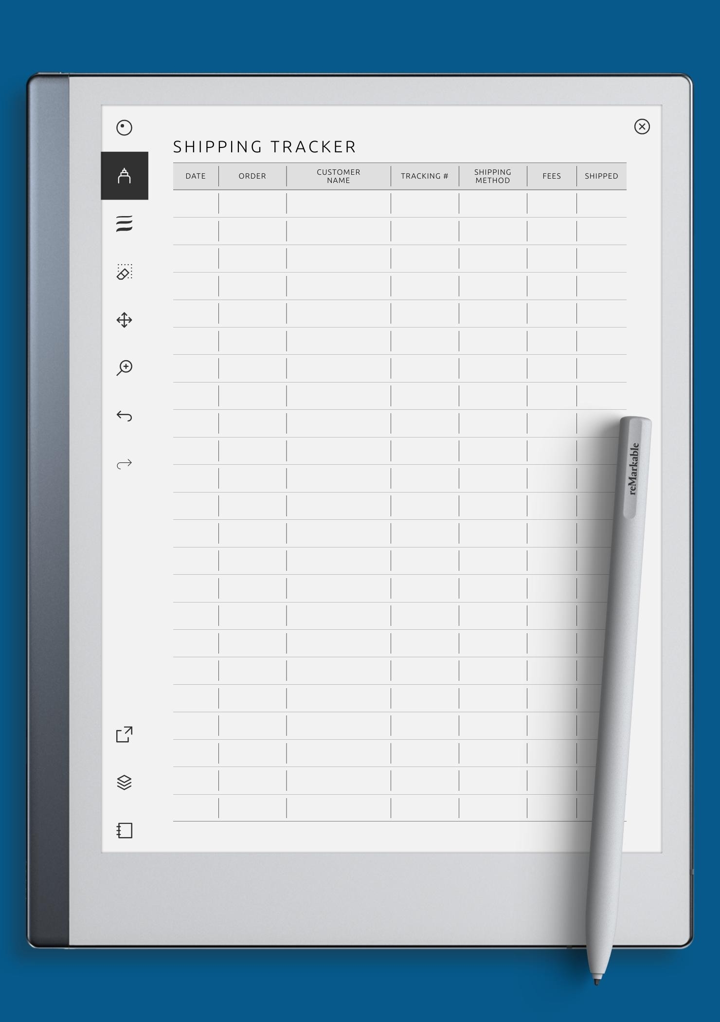 Download Printable Blank Shipping Tracker Template PDF