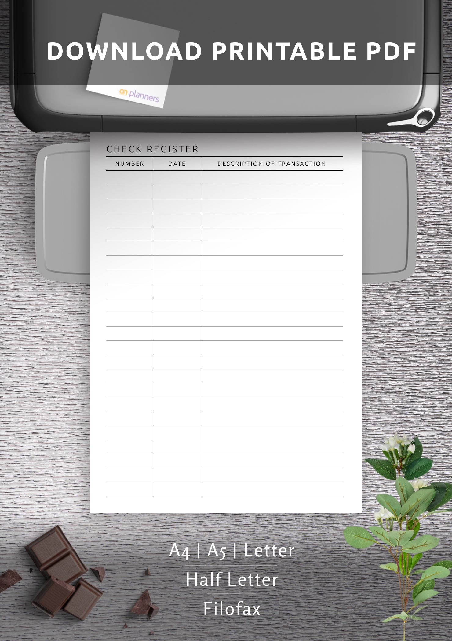 Download Printable Checkbook Register Template PDF Download Printable Checkbook Register Template PDF