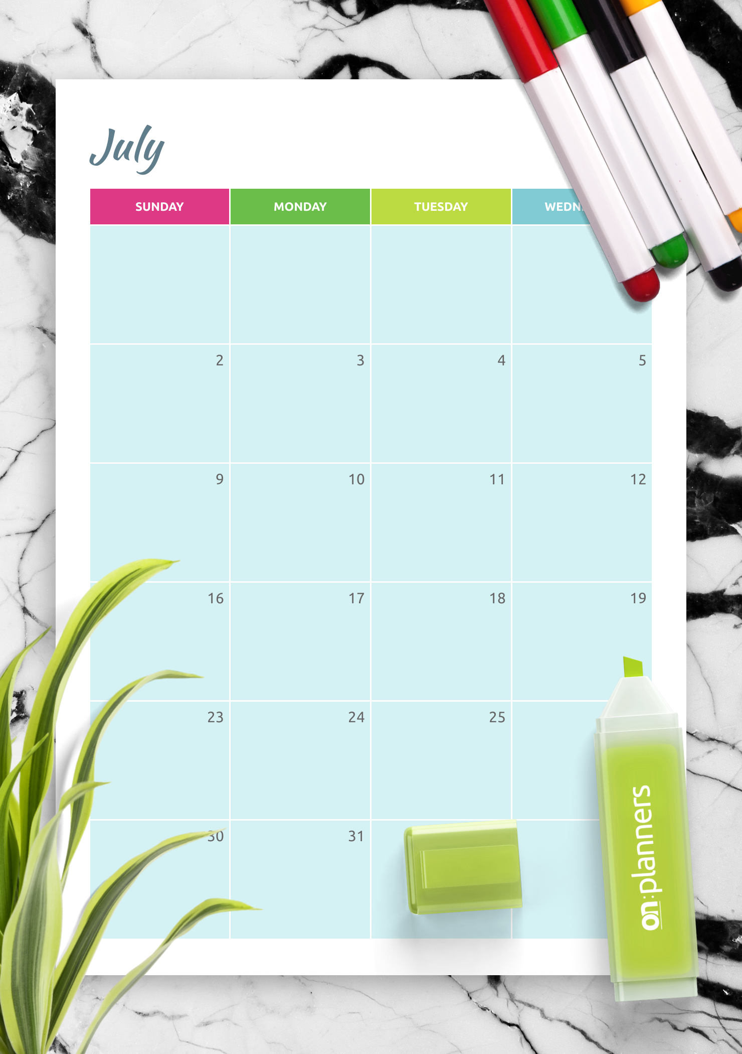 Download Printable Colorful Monthly Calendar PDF Download Printable Colorful Monthly Calendar PDF