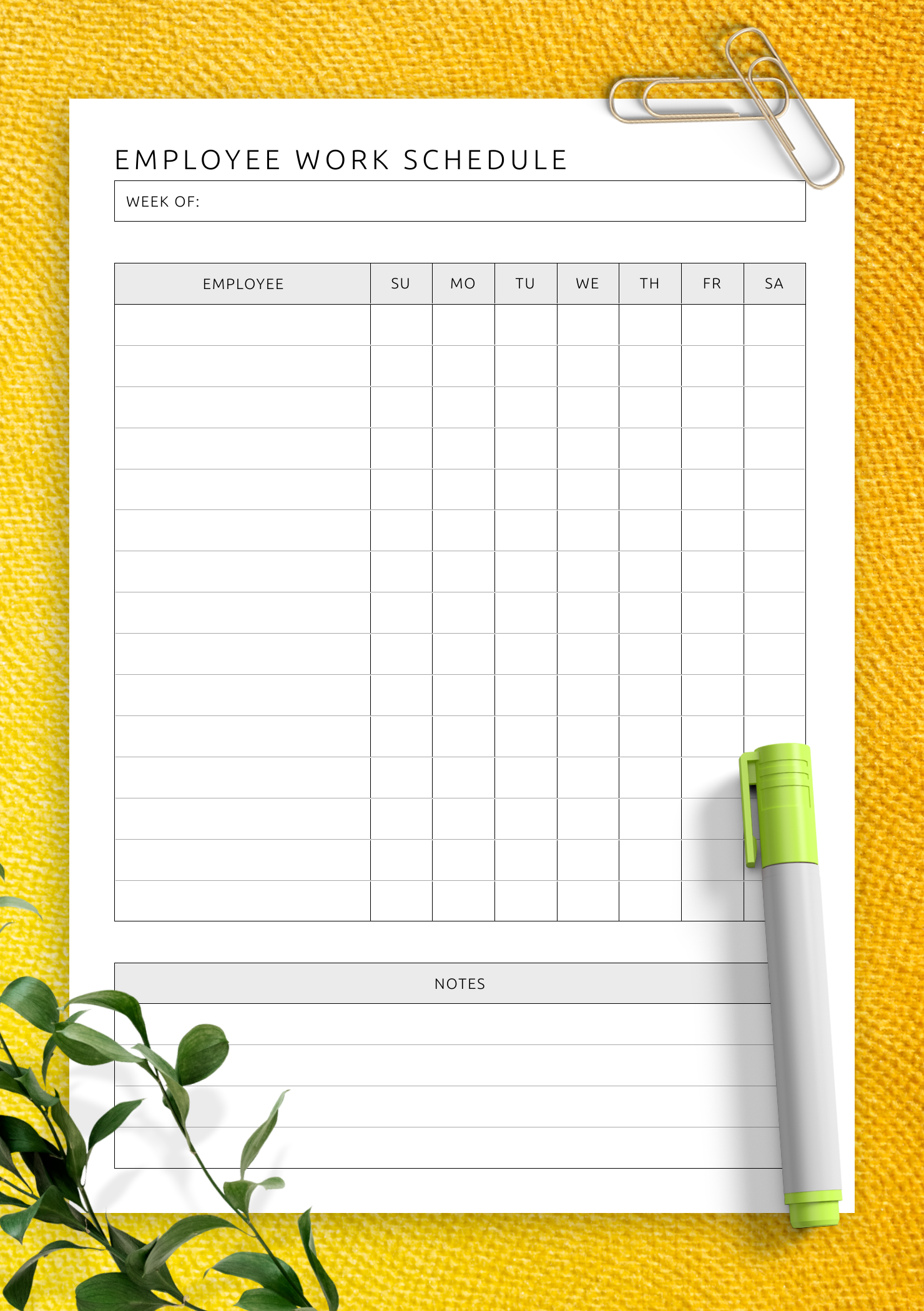 Free Printable Employee Schedule Template