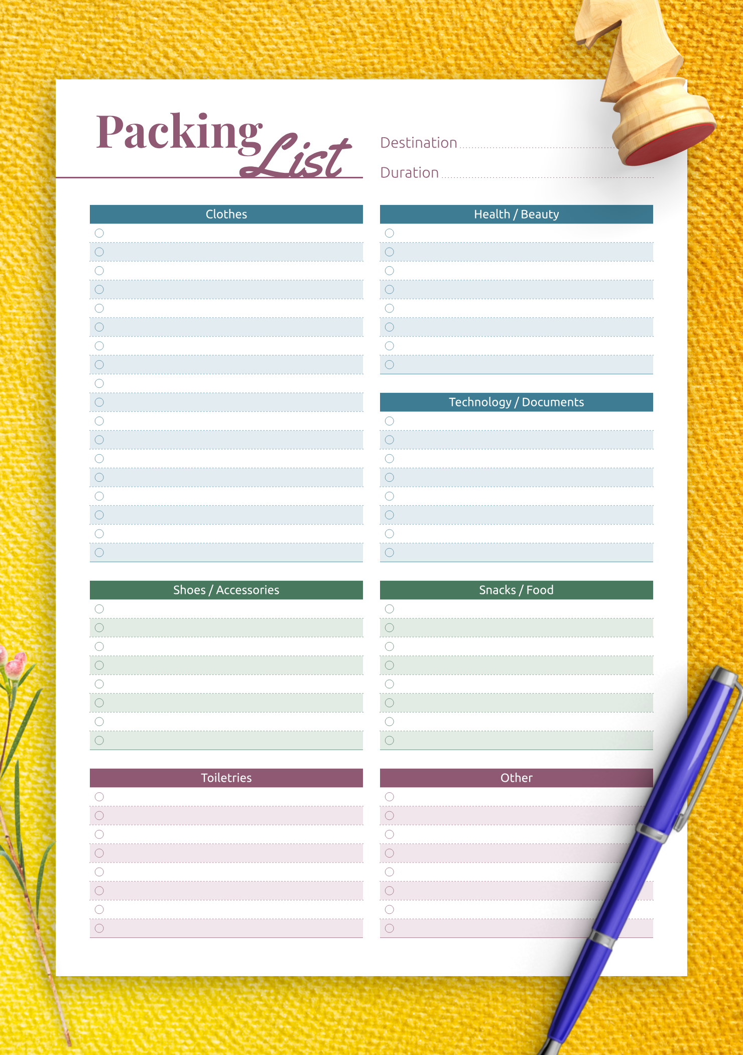 Download Printable Packing List PDF Download Printable Packing List PDF