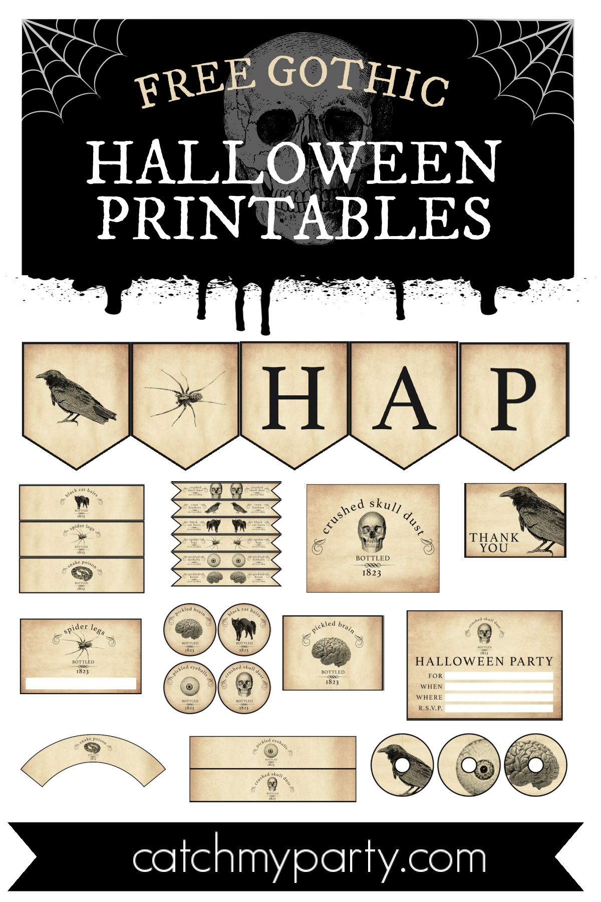 Download The Best FREE Gothic Halloween Party Printables Catch My Party