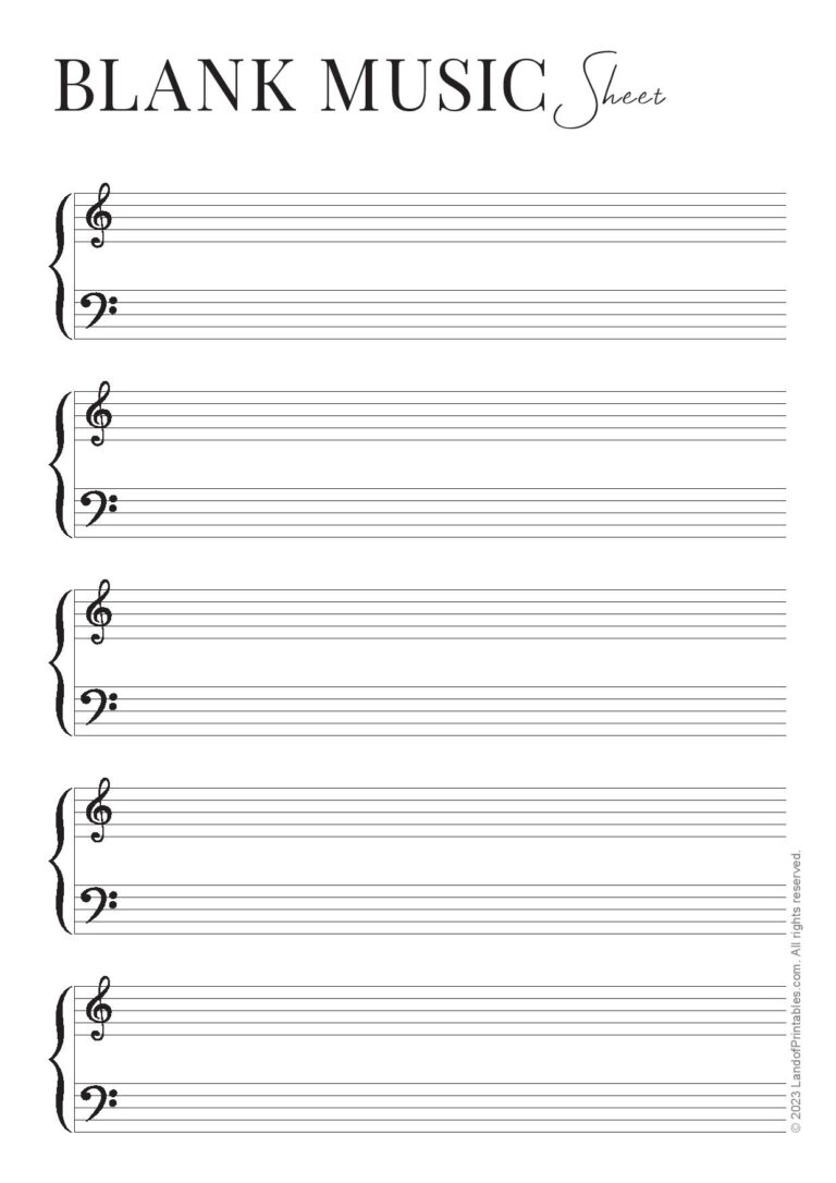 Free Printable Blank Piano Sheets Template Free Printable