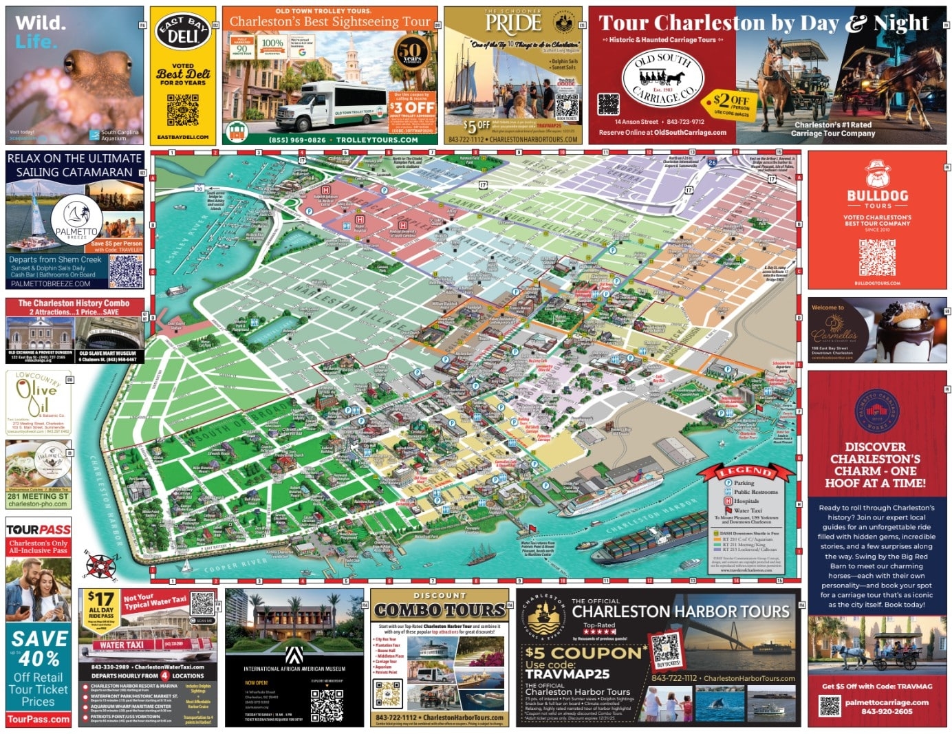 Tourist Printable Map Of Charleston Sc