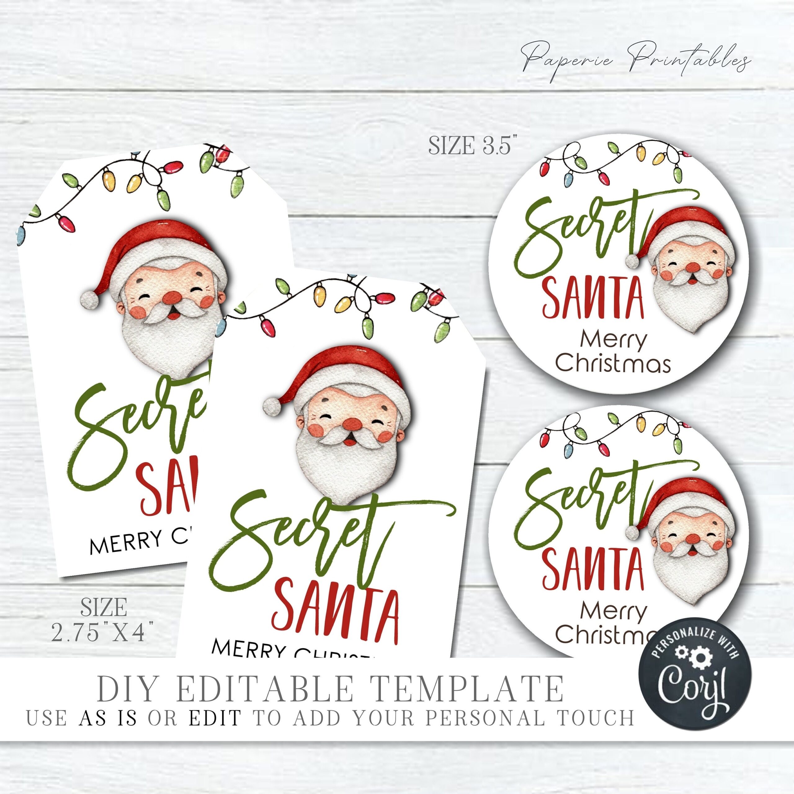 Editable Christmas Gift Tags Secret Santa Christmas Gift Tags 