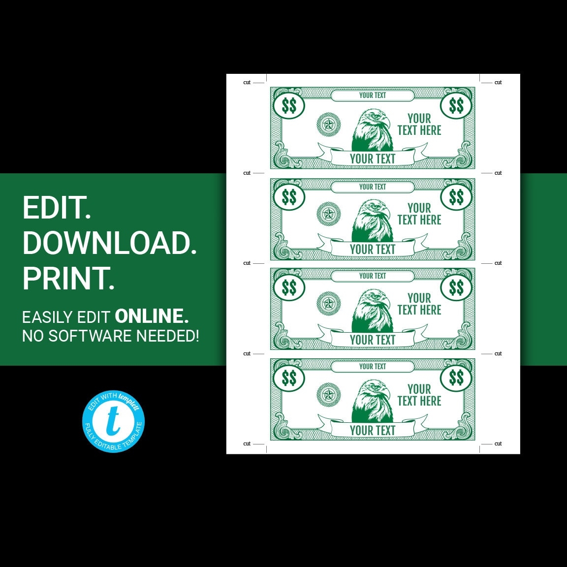 Free Custom Printable Play Money Template