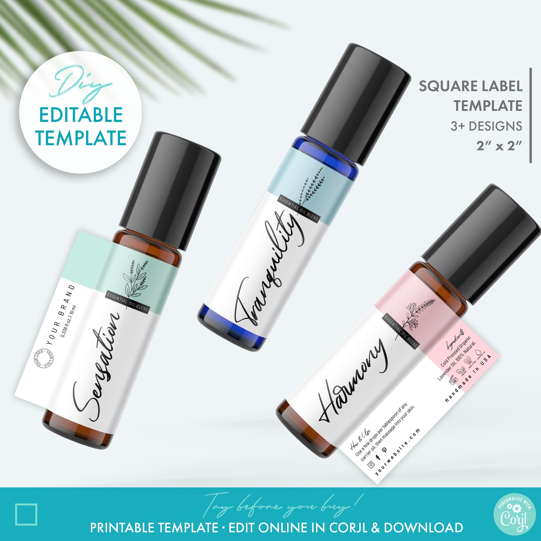 Editable Roller Bottle Label Template Printable 10 Ml Essential Oil Label Design DIY Floral Small Bottle Cosmetic Wrap Around Label Etsy