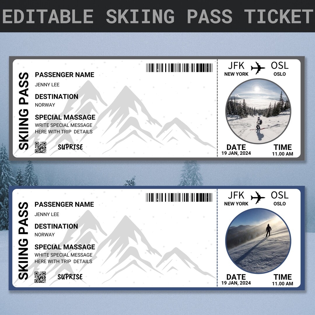 Free Printable Ski Pass Template