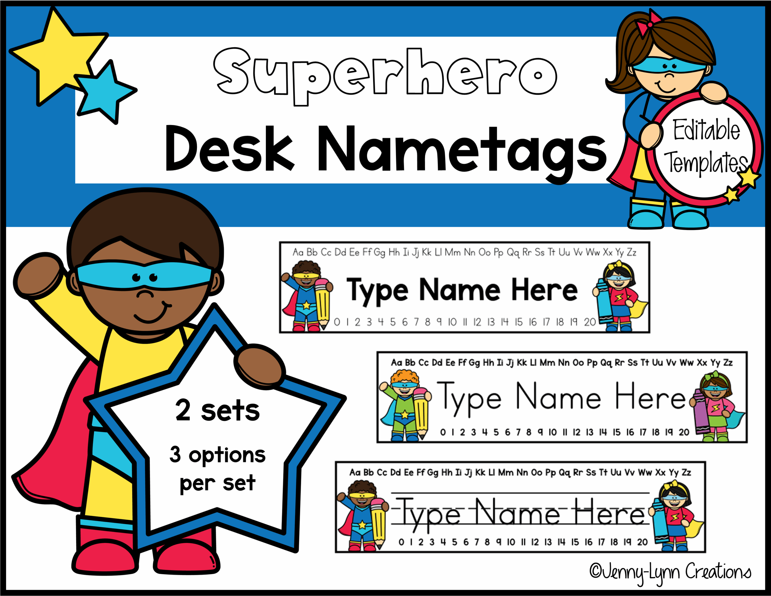 Editable Superhero Desk Nametags Made By Teachers