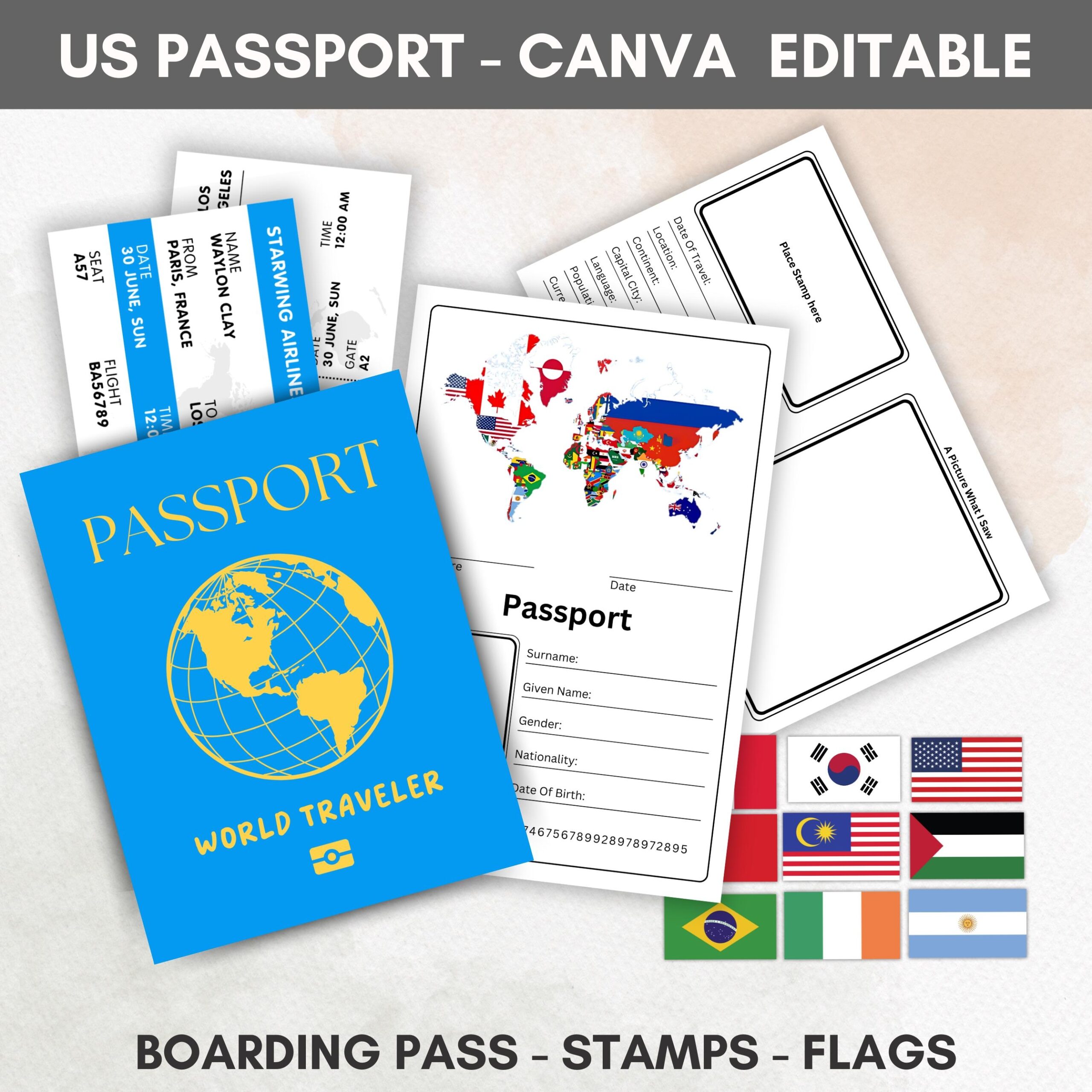 Editable US Passports For Kids Printable Passport For Kid For Editable US Passports For Kids Printable Passport For Kid For