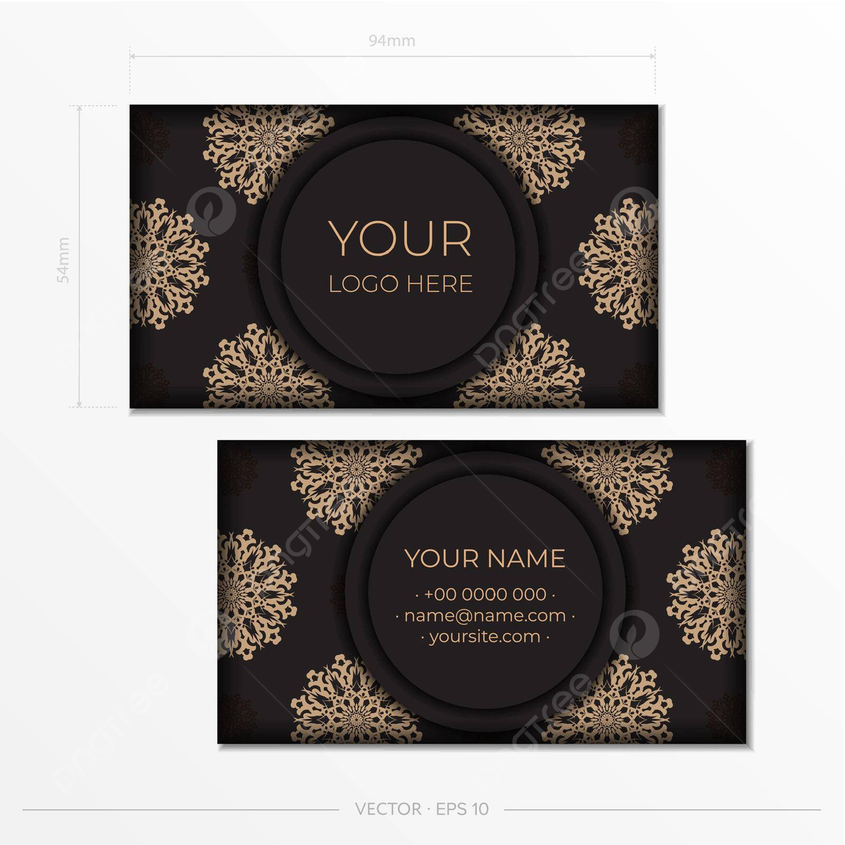 Elegant Vintage Business Card Design With Luxurious Patterns Vector Arabic Print Vintage PNG And Vector With Transparent Background For Free Download