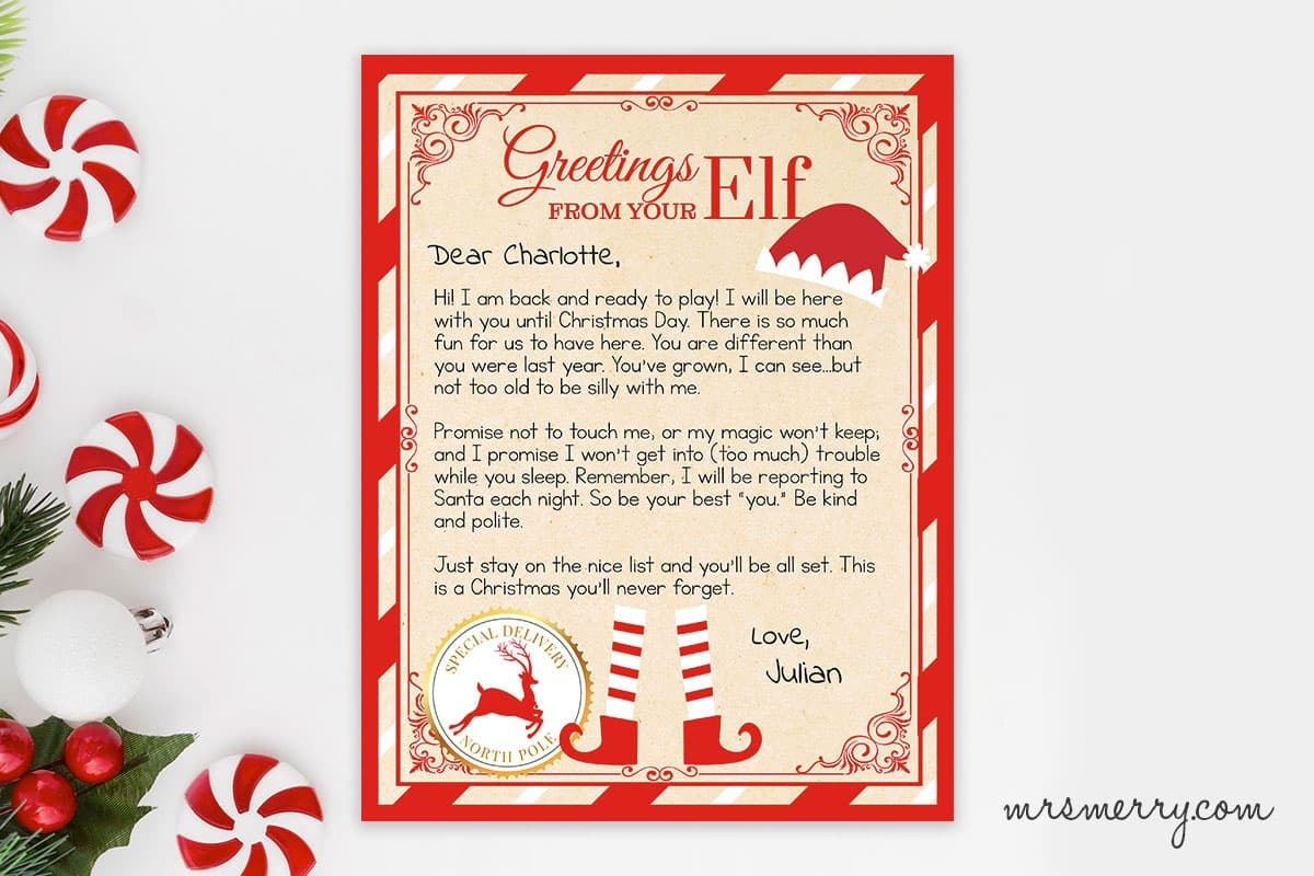Elf On The Shelf Arrival Letter Personalized Printable Mrs Merry Elf On The Shelf Arrival Letter Personalized Printable Mrs Merry