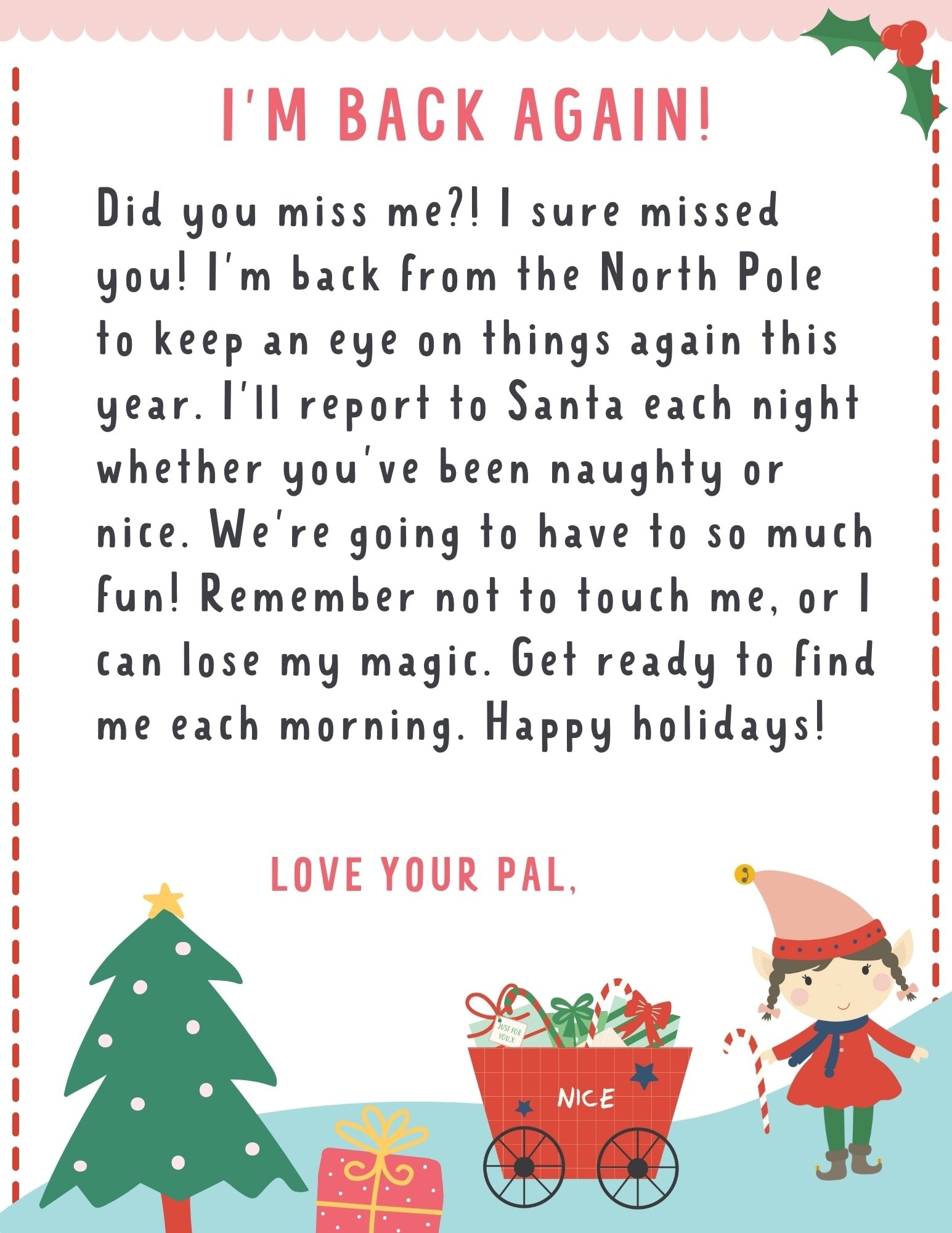 Elf On The Shelf Letter 4 FREE Printables Make Life Lovely Elf On The Shelf Letter 4 FREE Printables Make Life Lovely