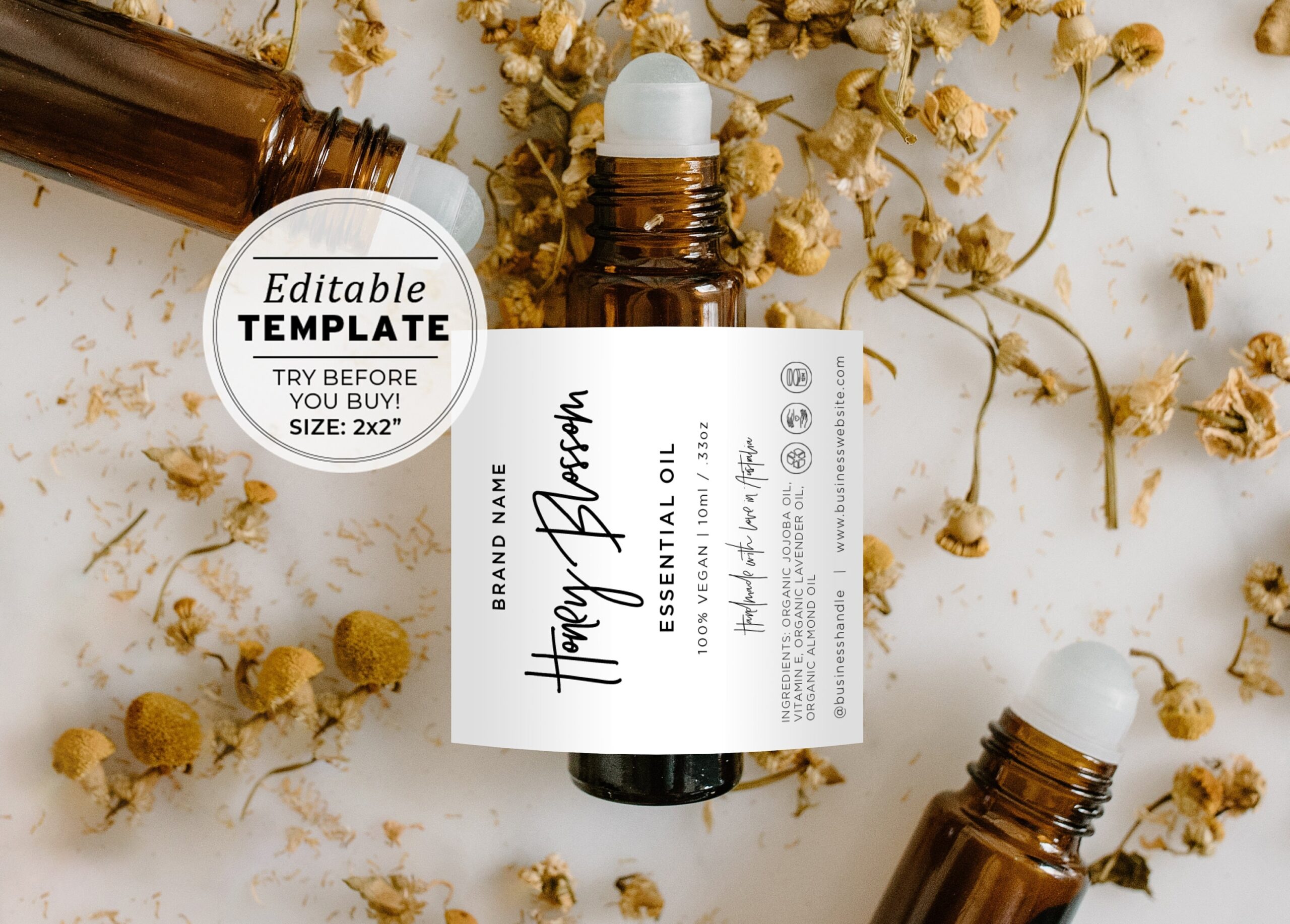 Essential Oil Roller Label Roller Bottle Label Minimalist Essential Oil Label Printable Editable Template 050 043 Juliette Etsy