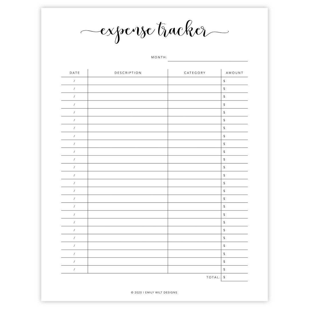 Expense Tracker Printable Expense Tracking Spending Log Spending Tracker Budget Printables Finance Binder Finance Printable Etsy