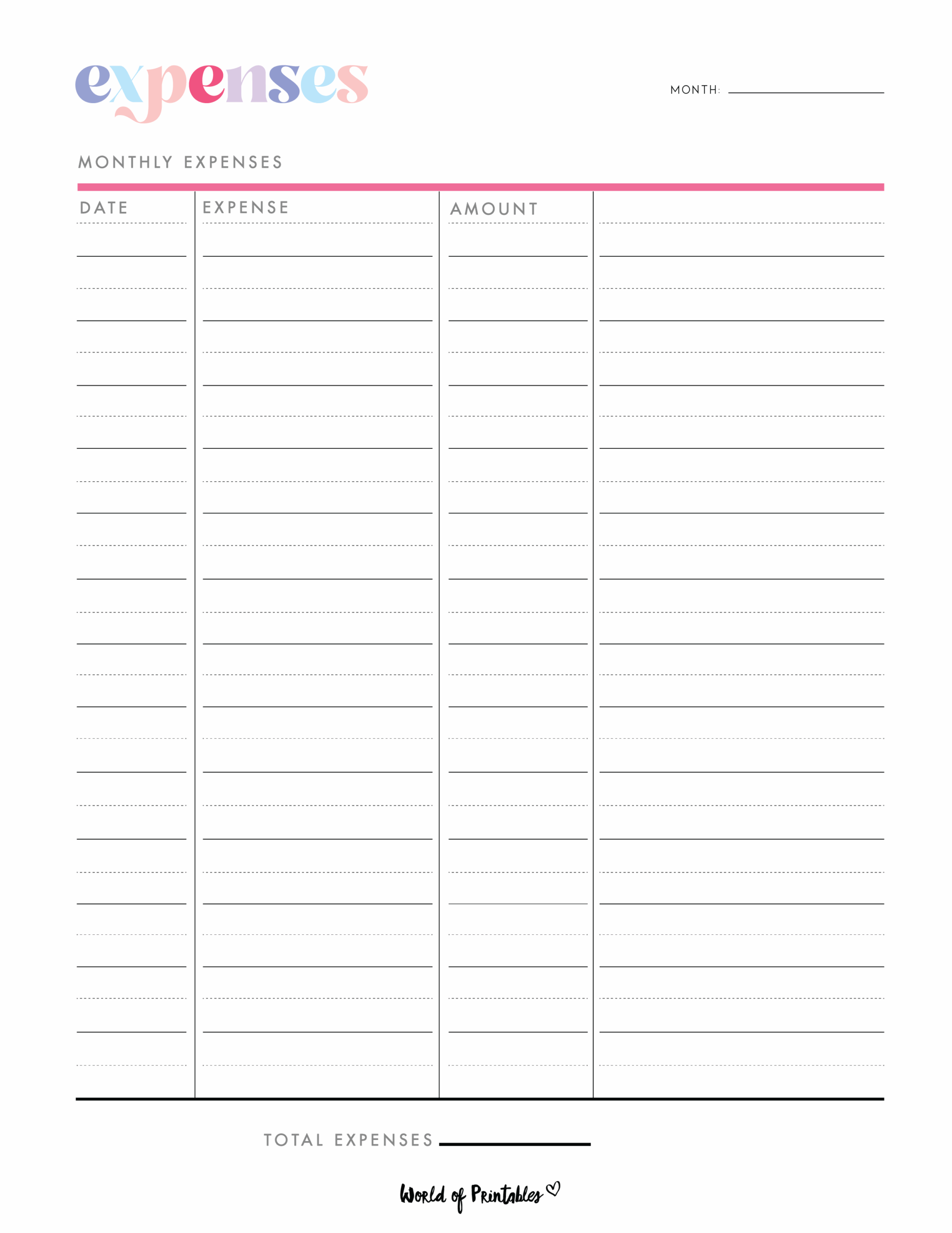 Expense Tracker Templates World Of Printables