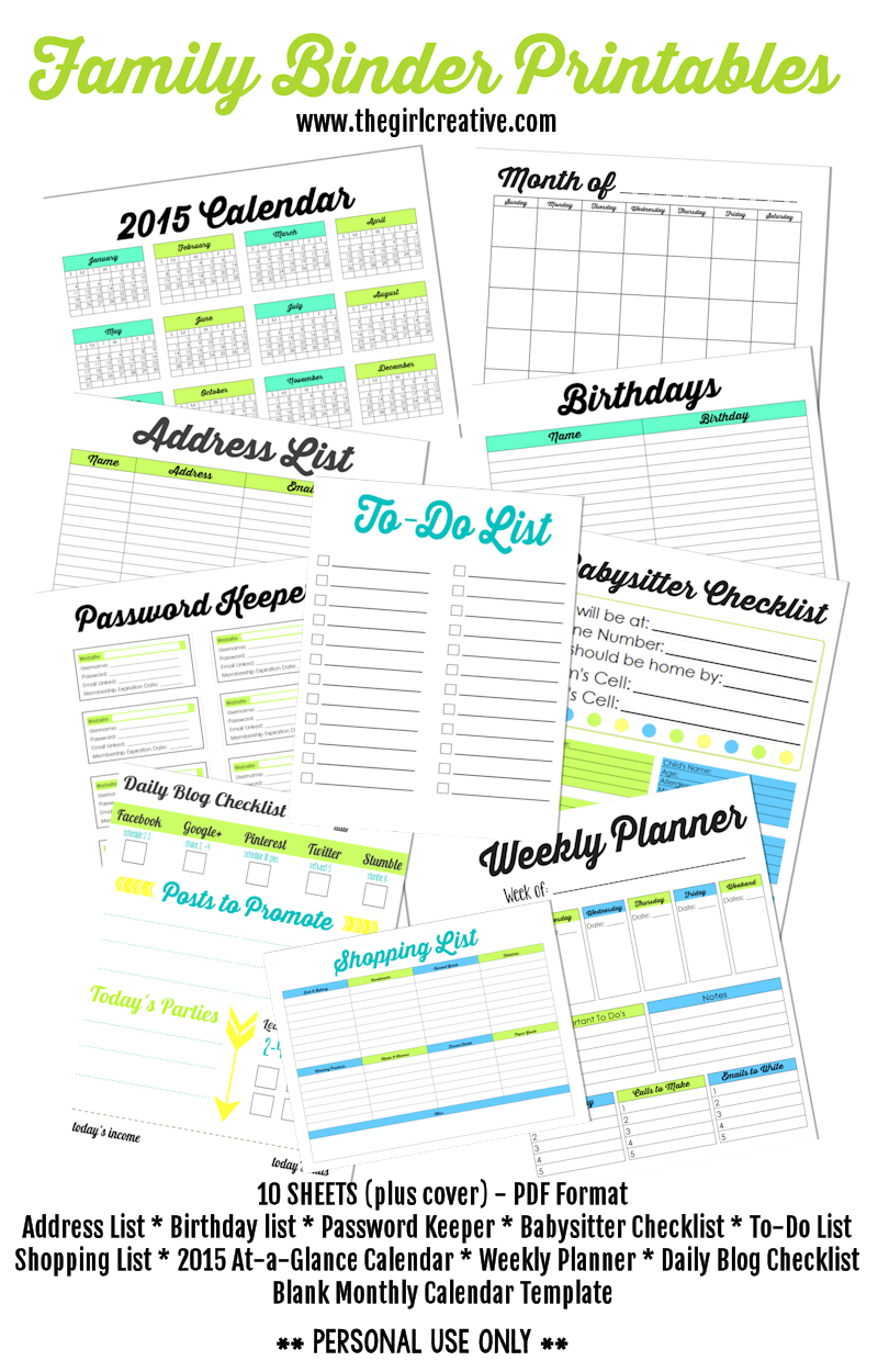 Family Binder Printables The Girl Creative