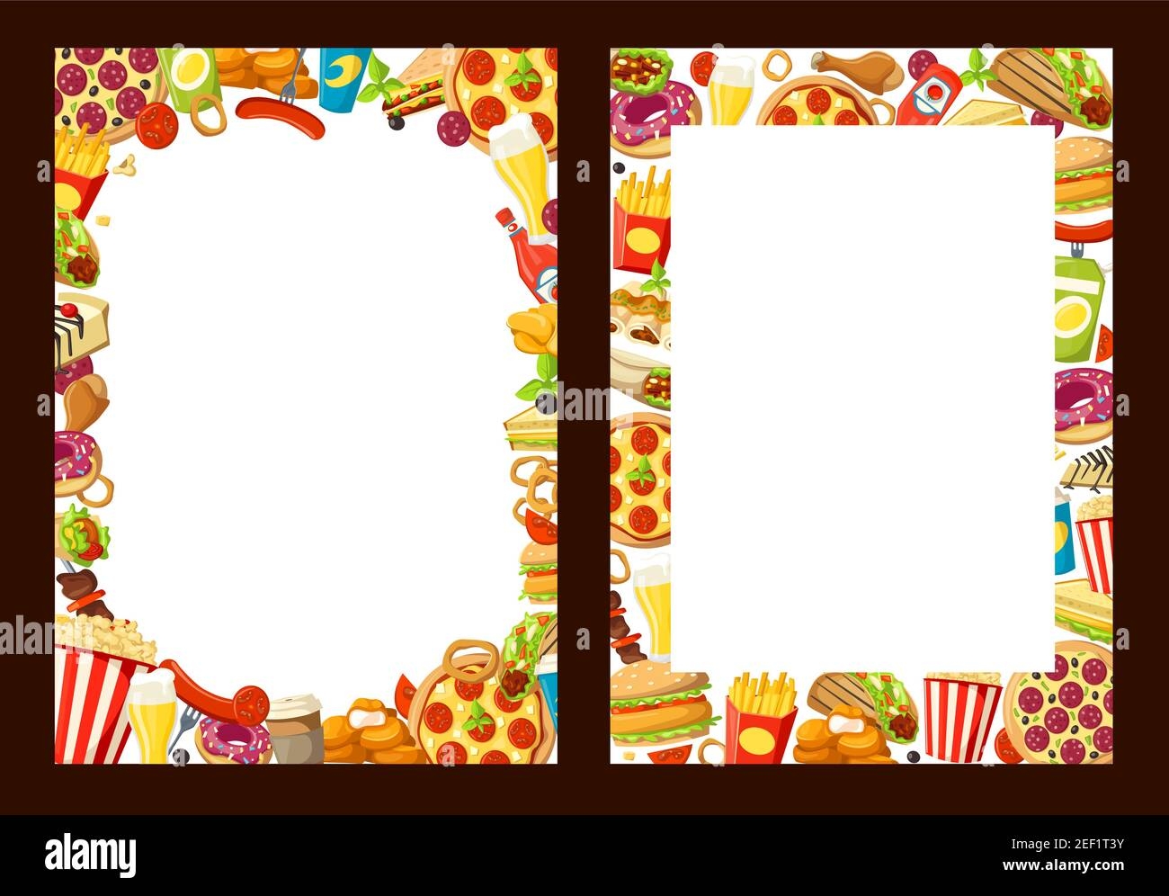 Fast Food Menu Design Template With Blank Space And Frame Of 