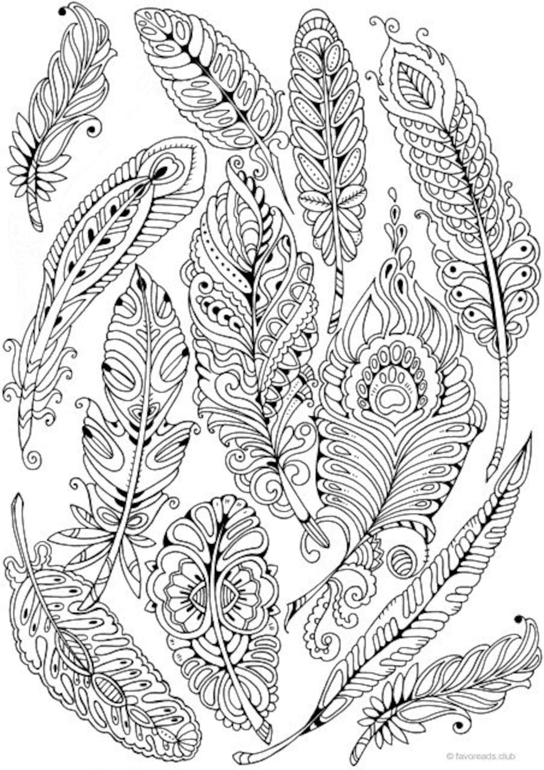 Feathers Printable Adult Coloring Page From Favoreads coloring Book Pages For Adults And Kids Coloring Sheets Coloring Designs Etsy Ireland