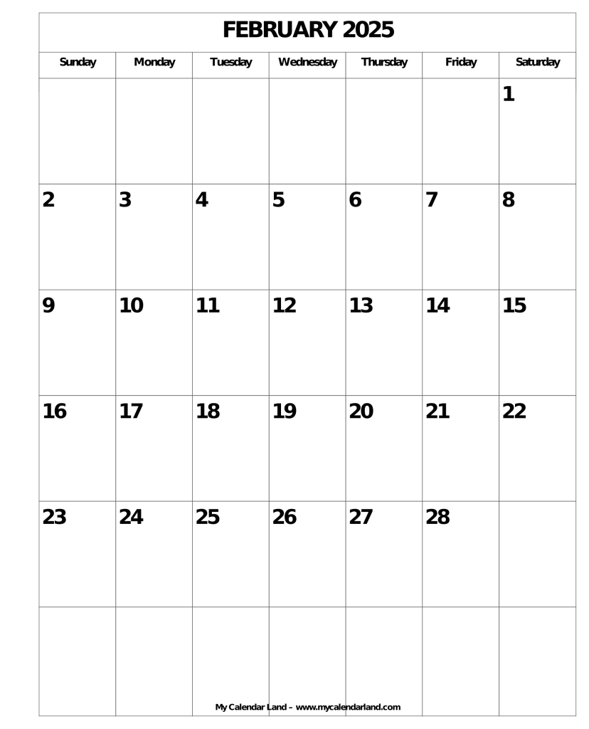 February 2025 Calendar My Calendar Land February 2025 Calendar My Calendar Land