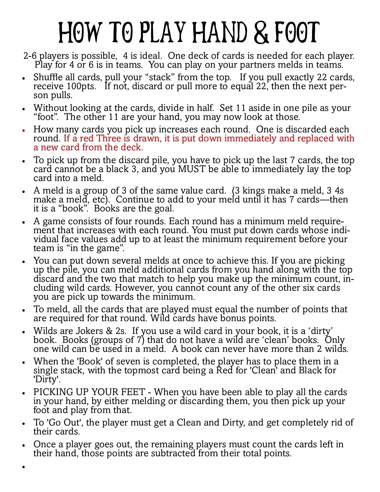 Fields Of Heather Printable Hand U0026 Foot Rules Cheat Sheets 