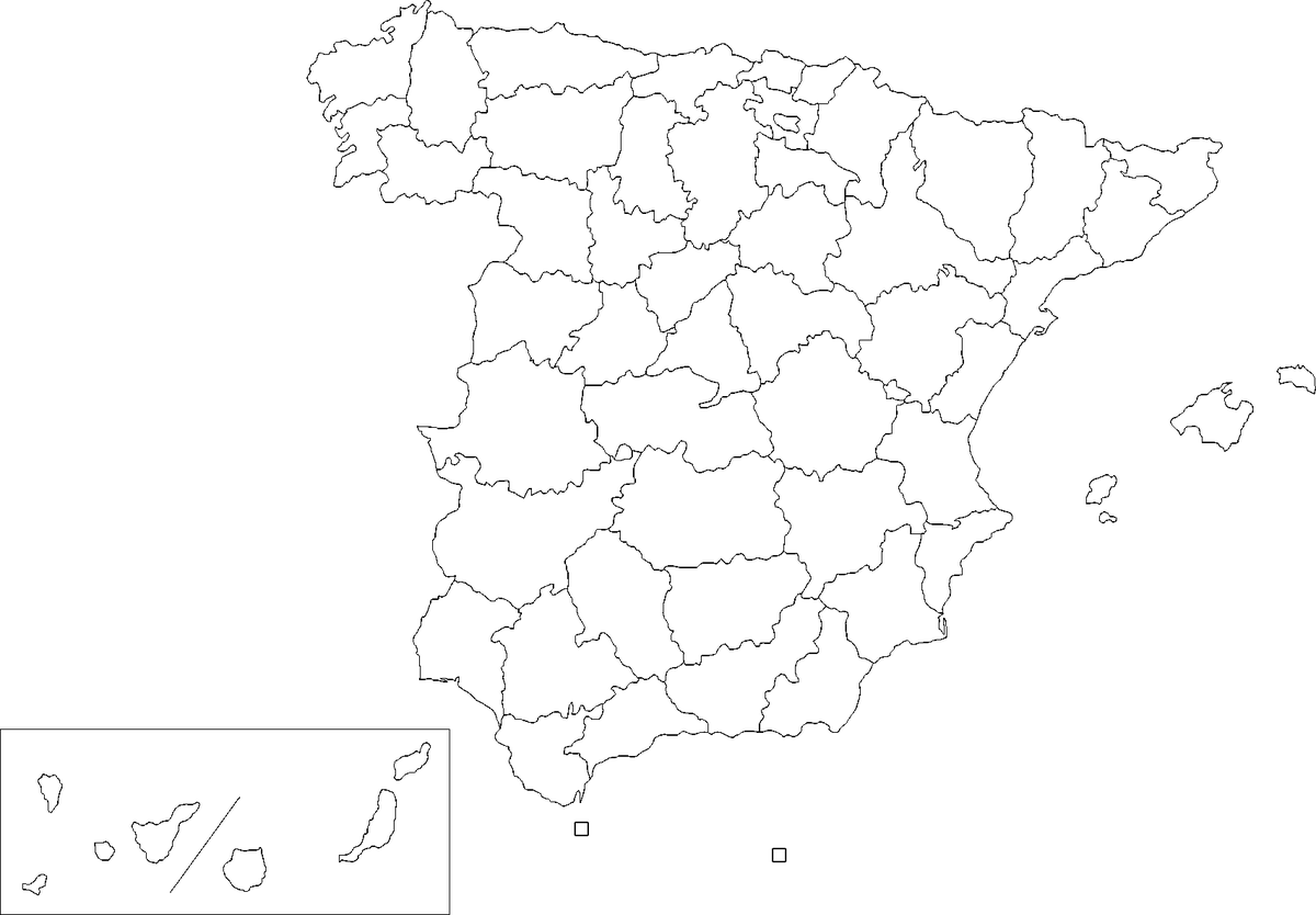File Provinces Of Spain Blank Map png Wikimedia Commons