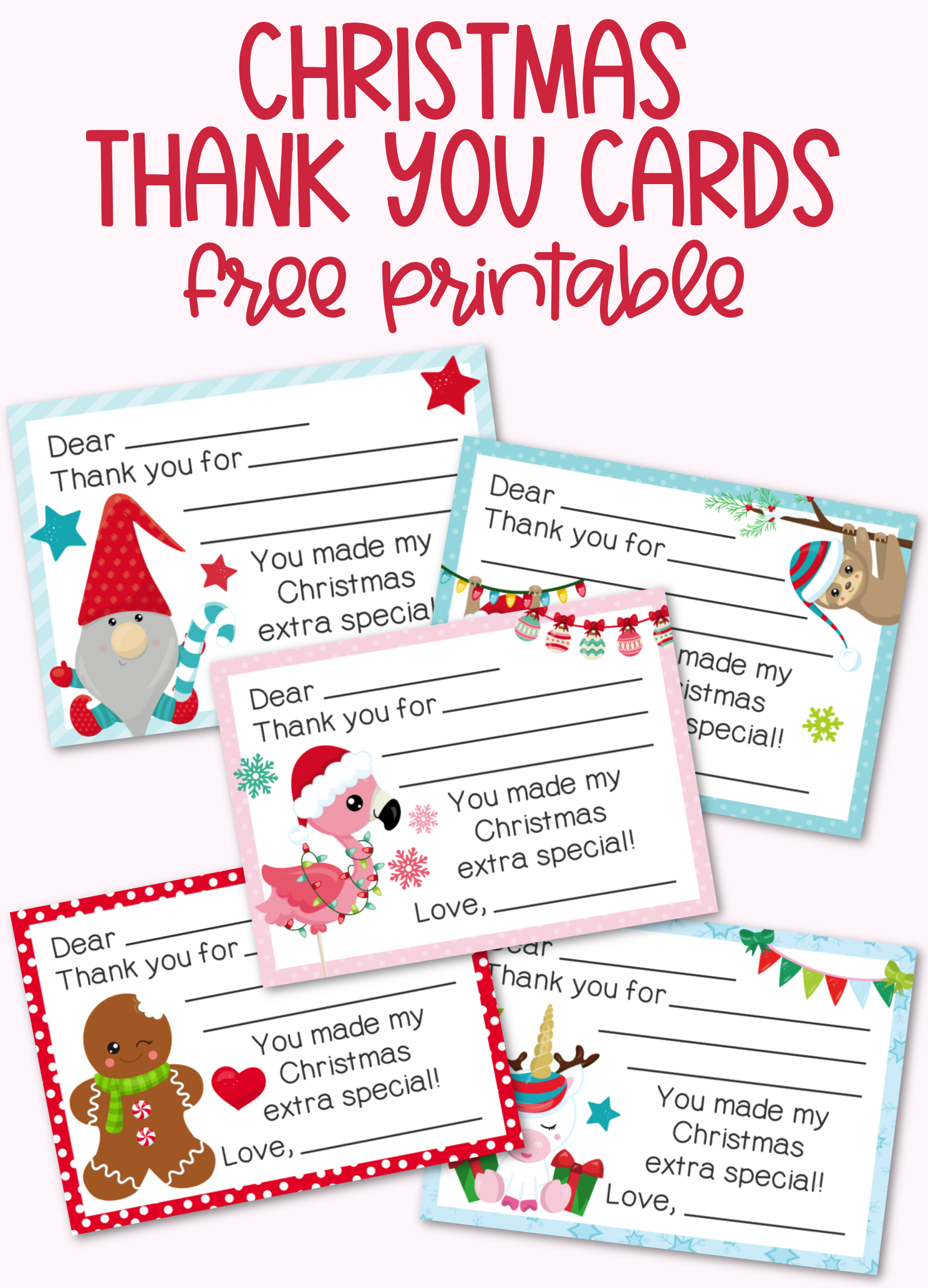 Fill in the Blank Christmas Thank You Cards Free Printable