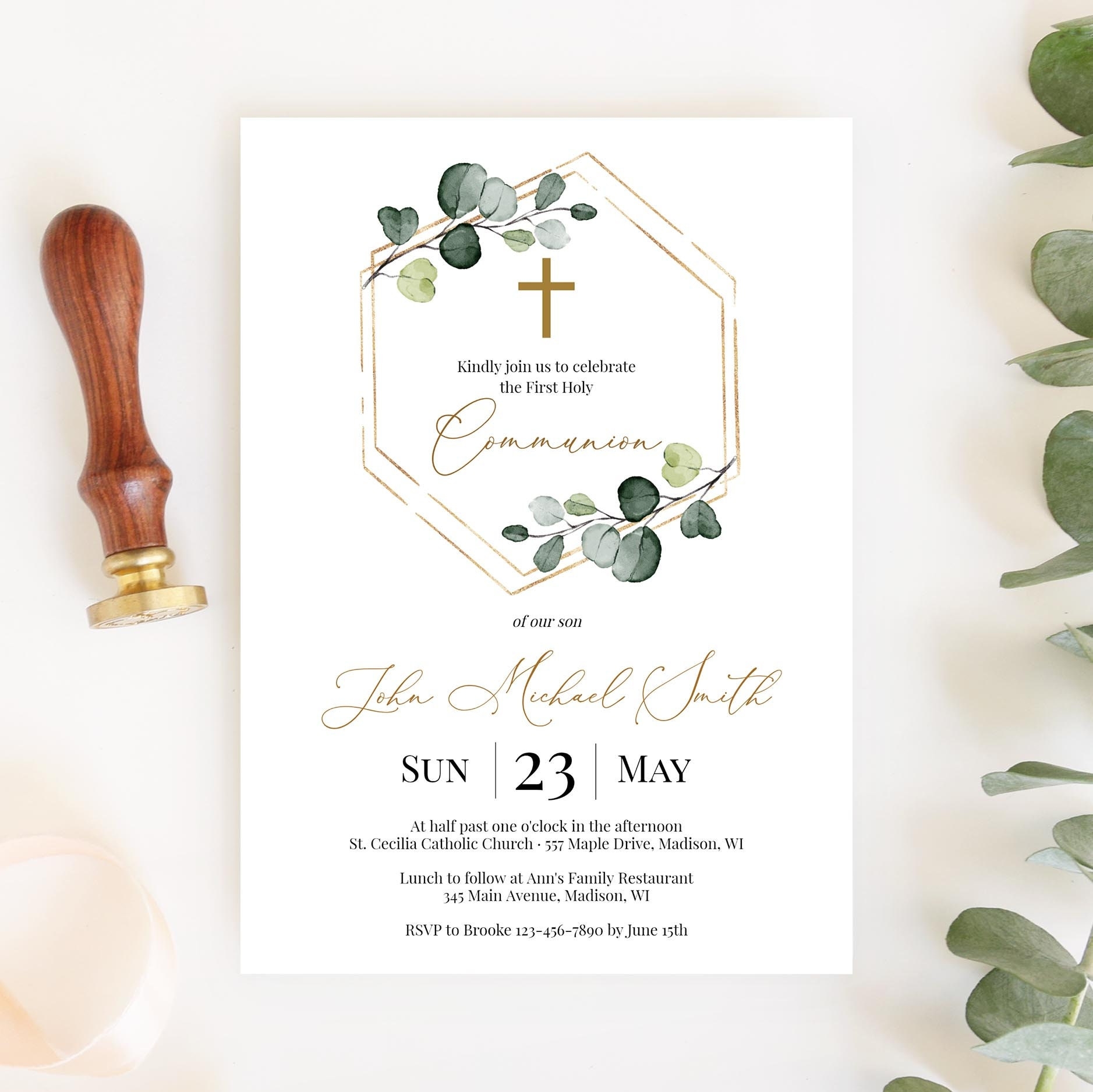 Printable Blank Holy Communion Invitation Template
