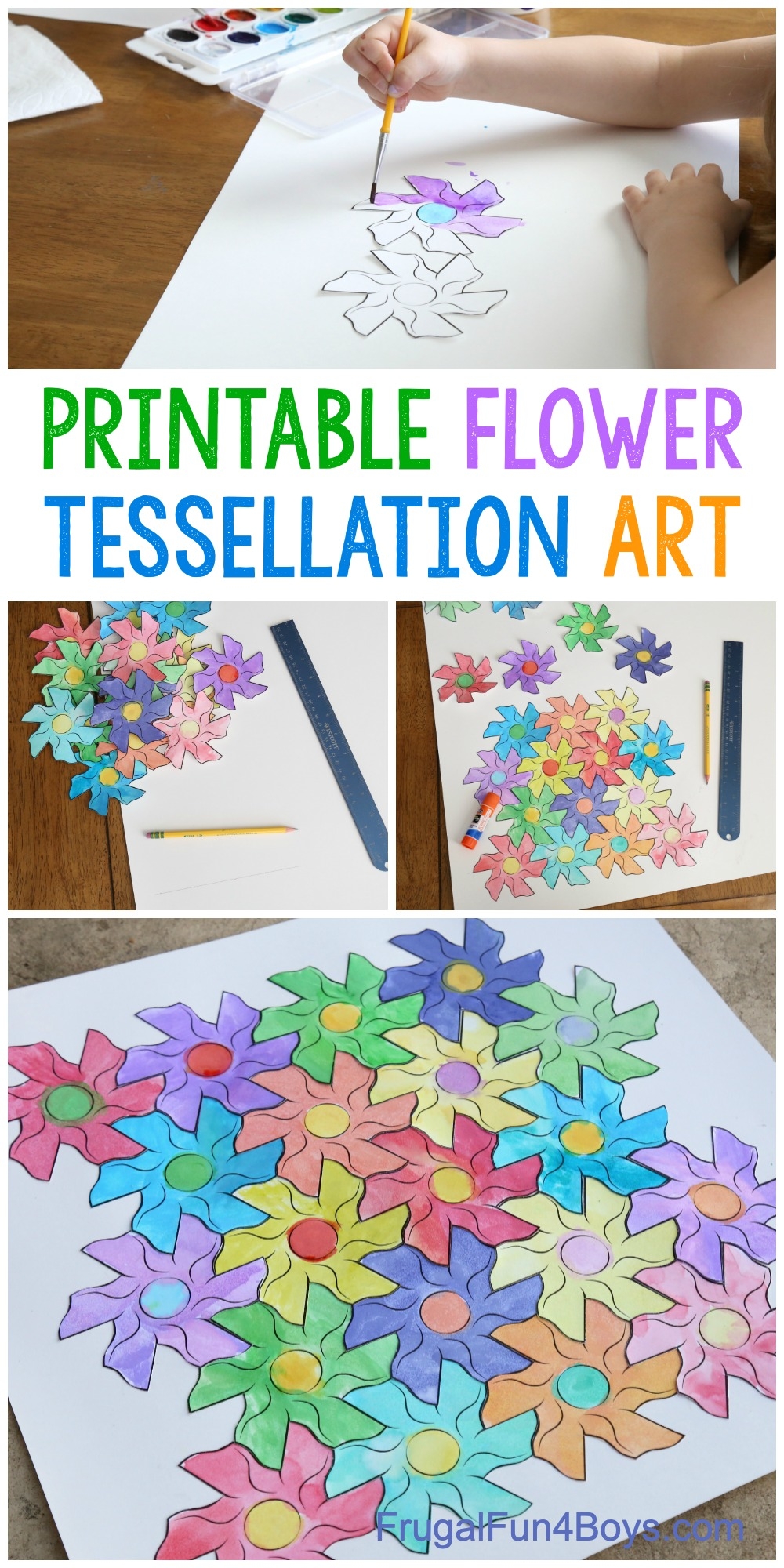 Flower Tessellation Activity For Kids with A Printable Template 