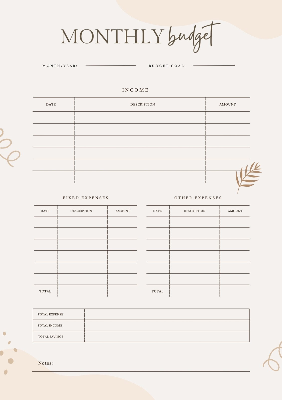 Free Printable Yearly Budget Template Free Printable Yearly Budget Template
