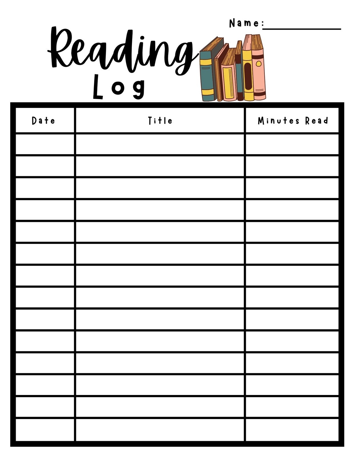 Reading Log Template Free Printable