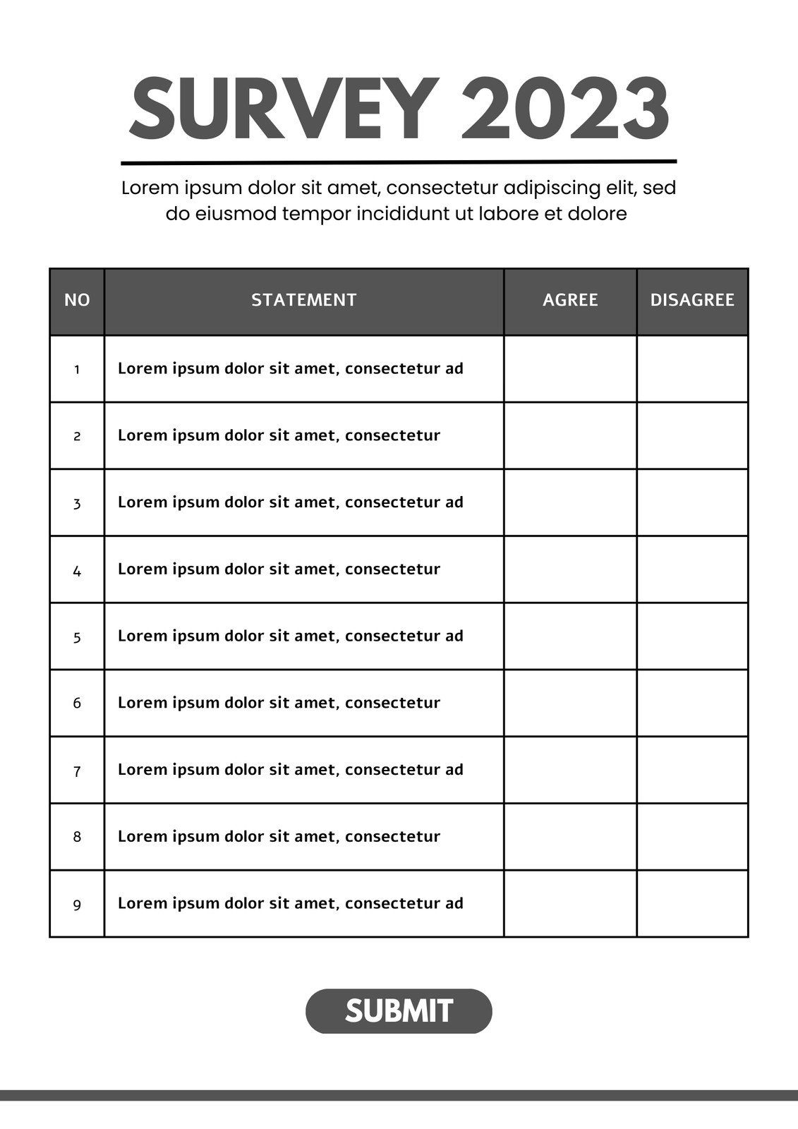 Printable Blank Survey Template