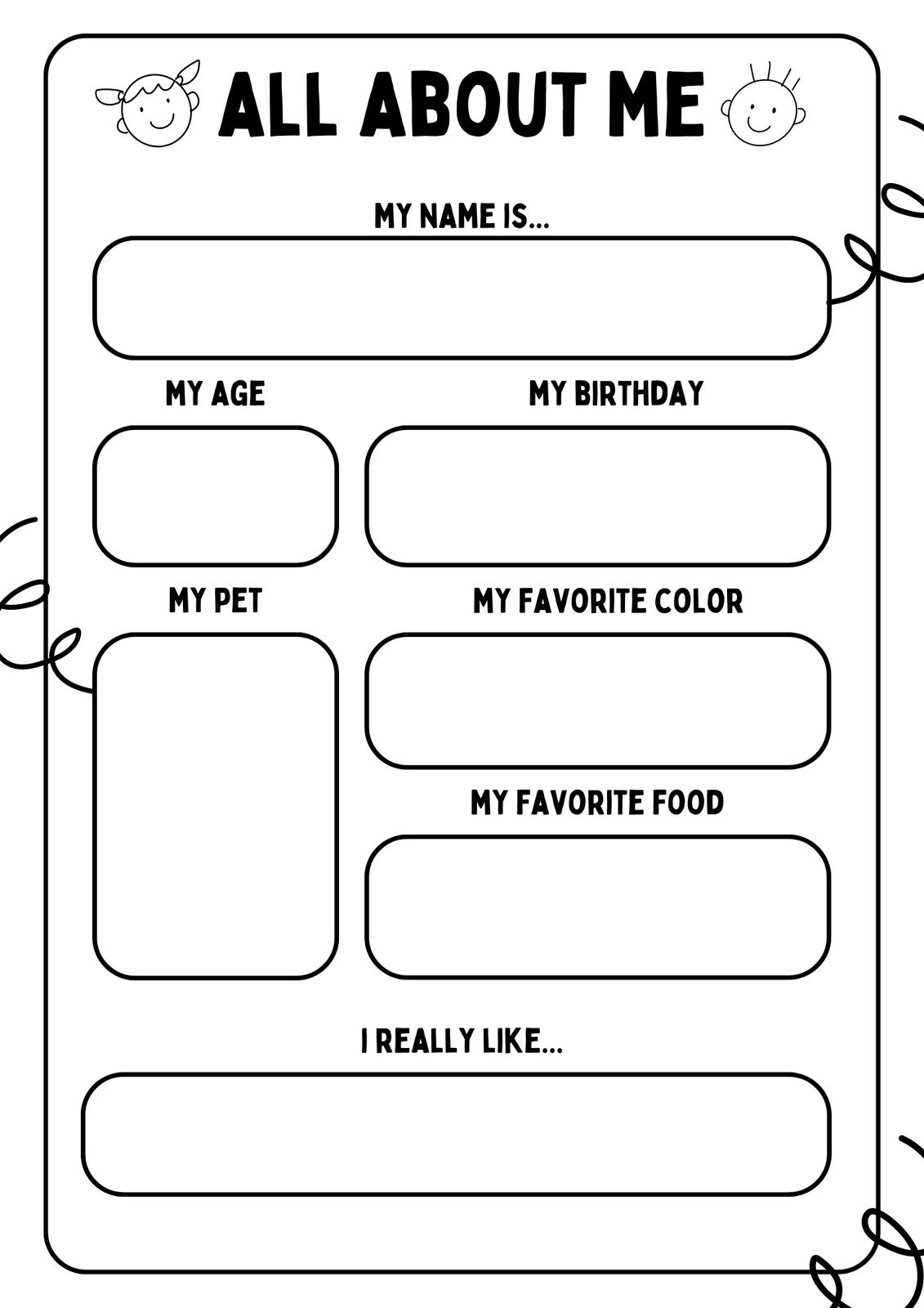 Free Printable All About Me Poster