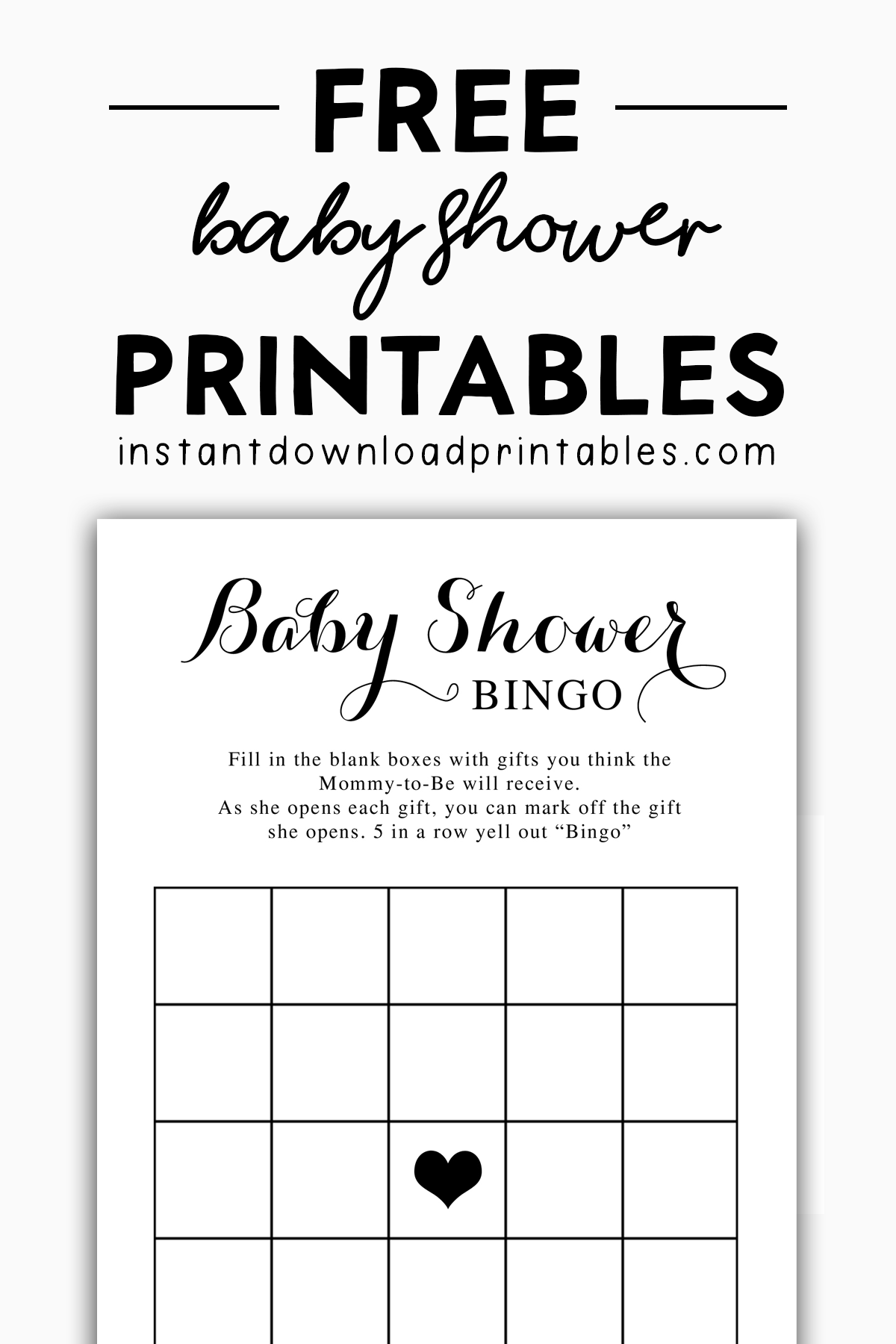 Free Baby Shower Black And White Printables Instant Download 