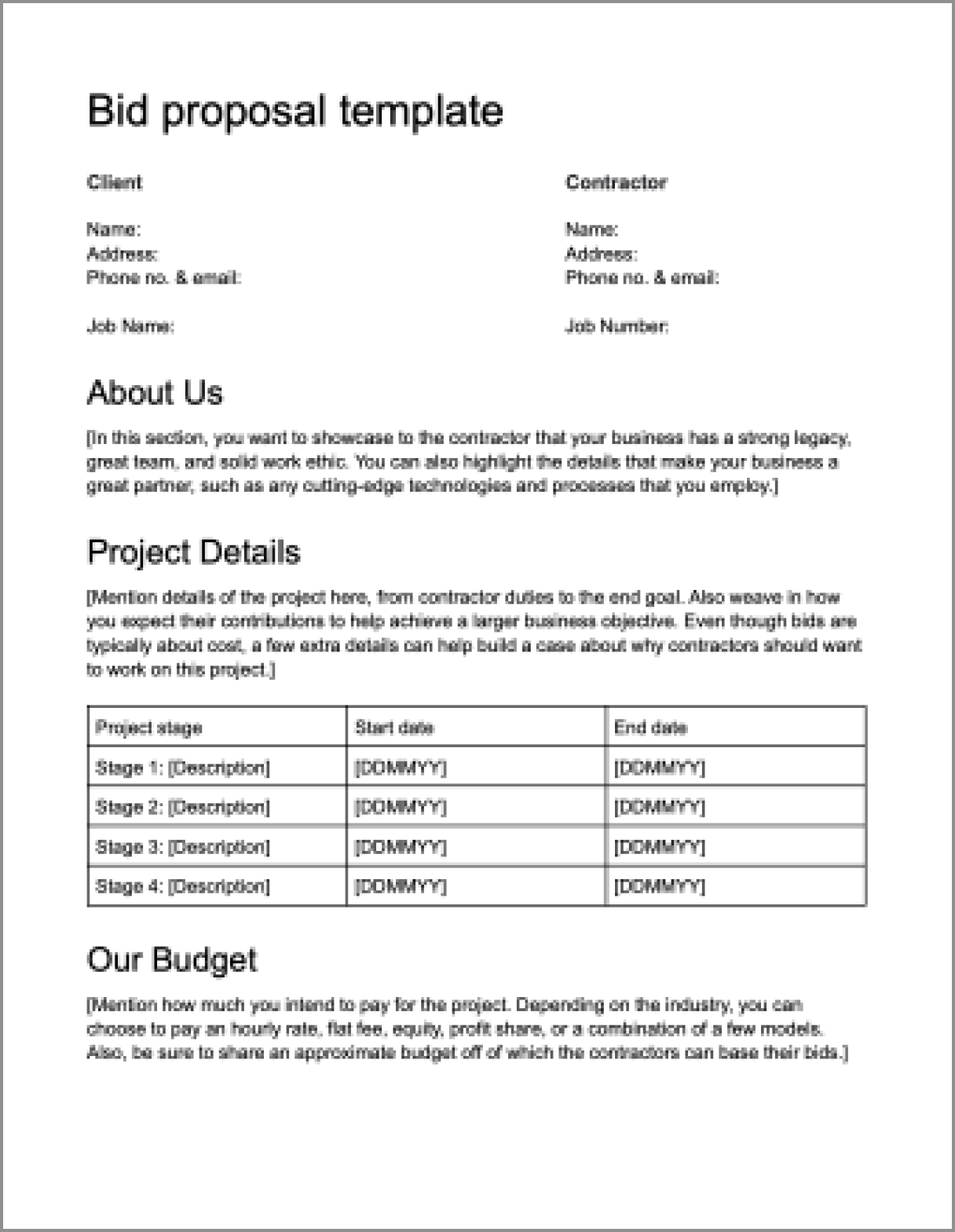 Free Bid Proposal Template In PDF Signeasy