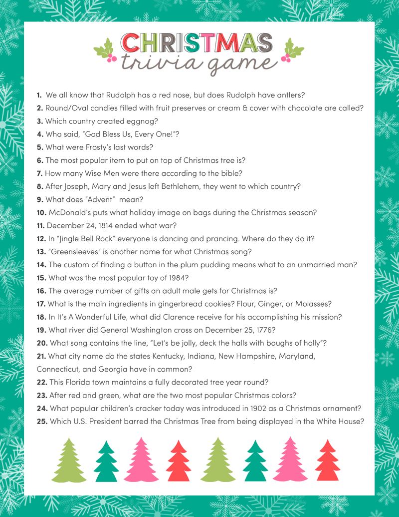 Free Christmas Trivia Printable