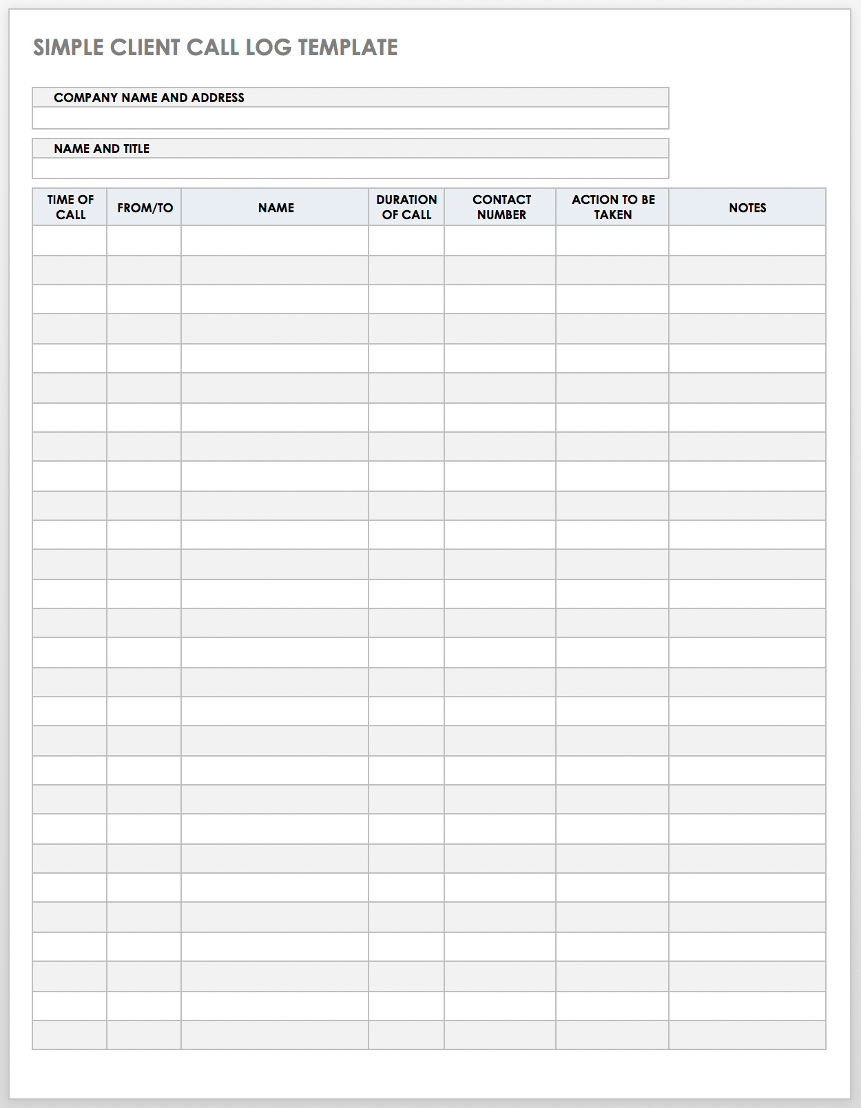 Free Printable Templates For Call List