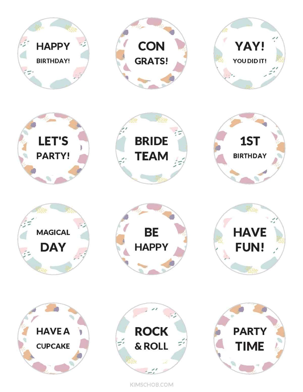 Free Cupcake Topper Printables Gift Tags Wrappers Etc Kim Schob