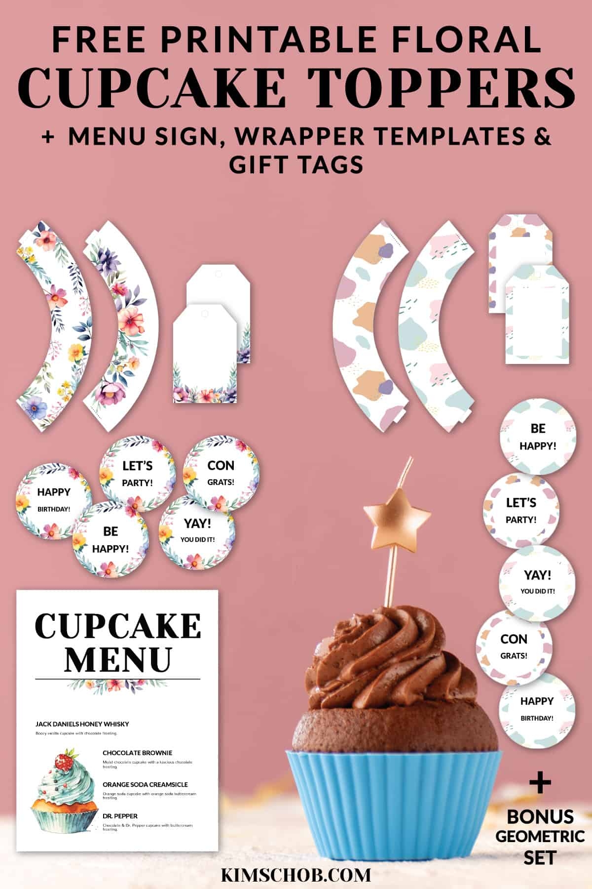 Free Cupcake Topper Printables Gift Tags Wrappers Etc Kim Schob