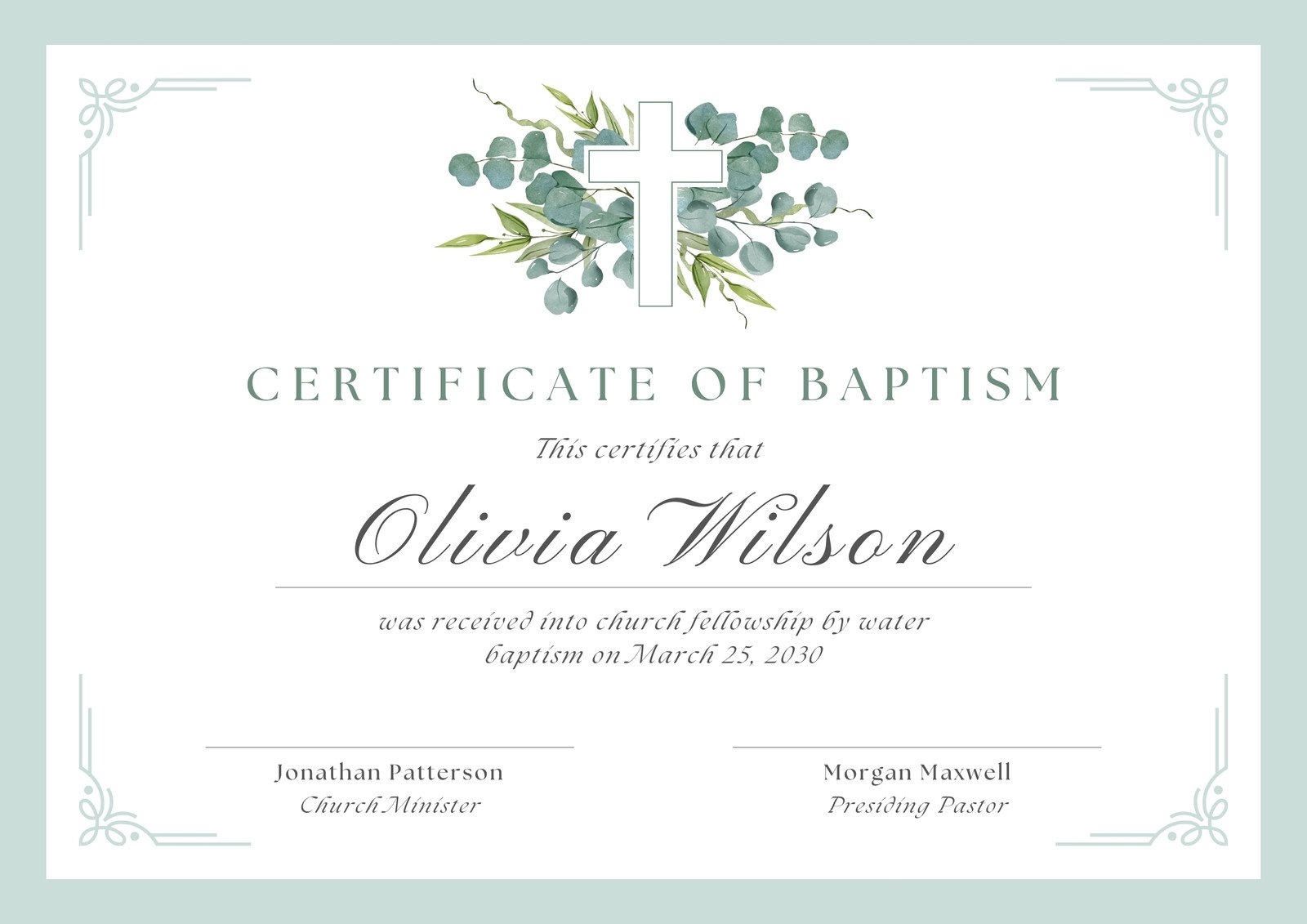 Free Custom Printable Baptismal Certificate Templates Canva