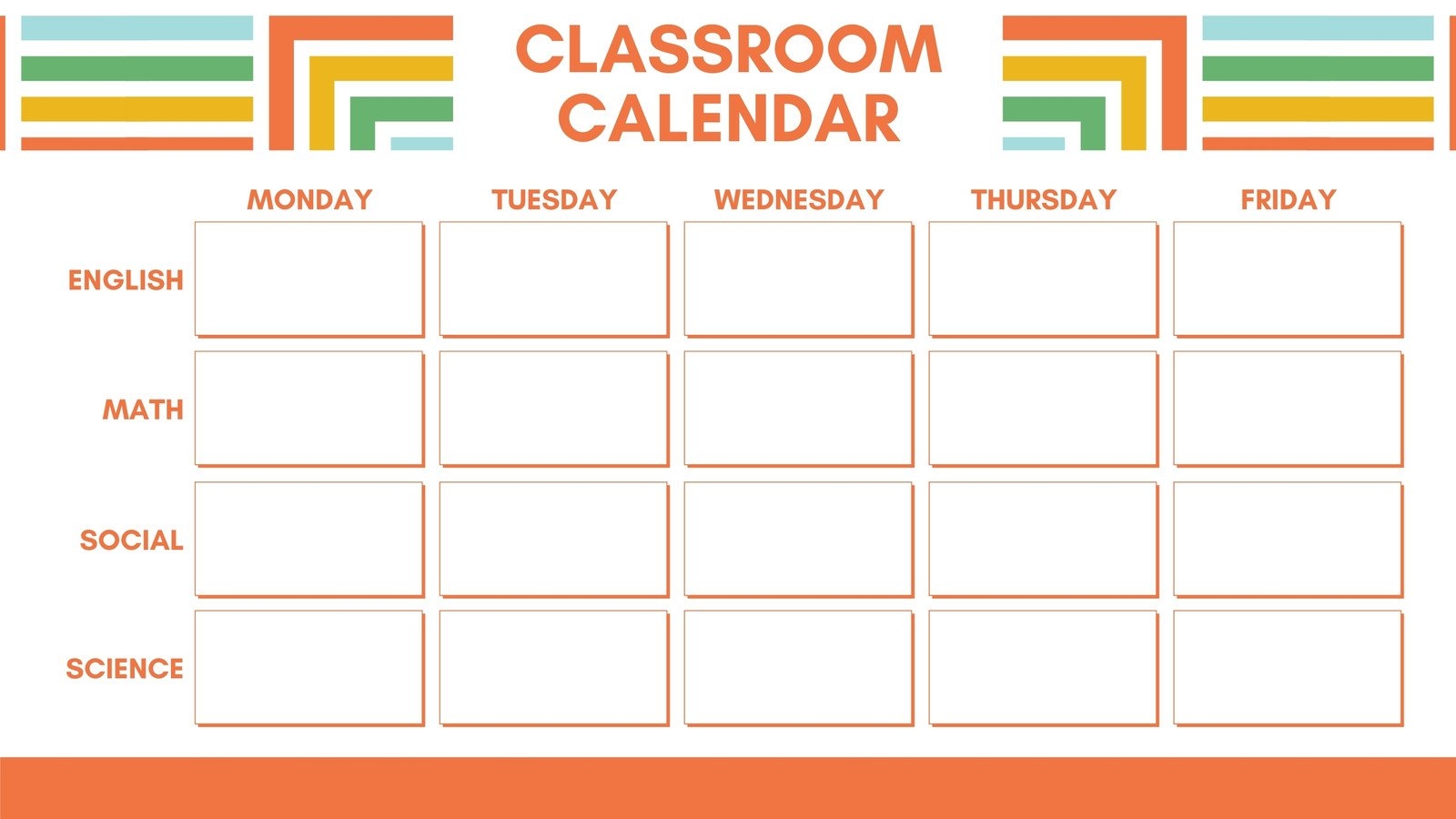 Printable Blank Classroom Calendar