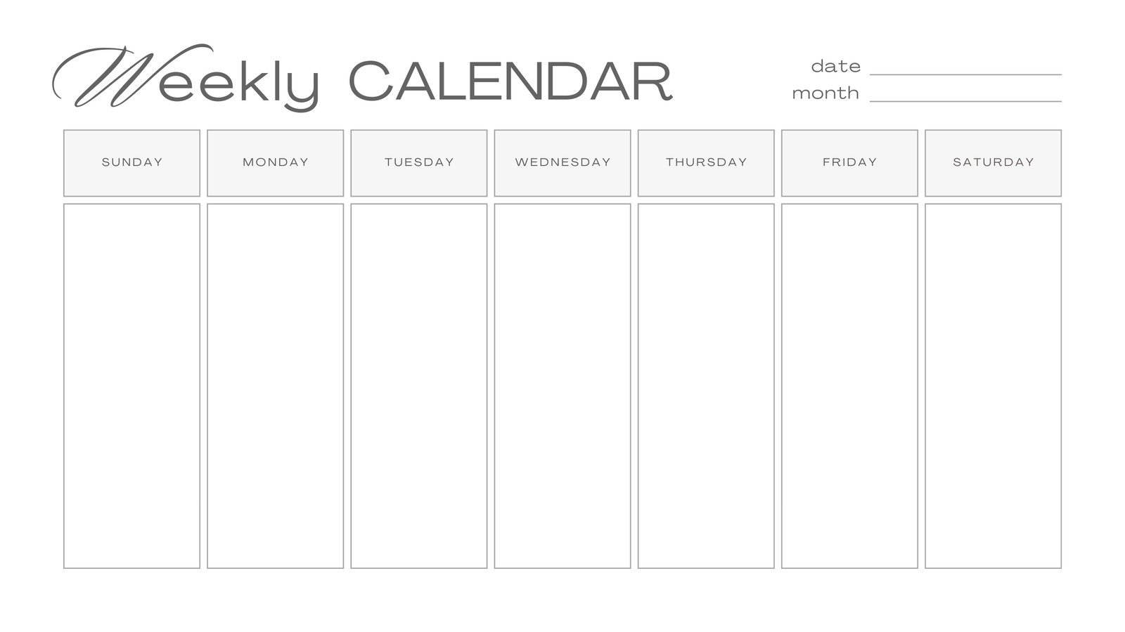 Printable Blank Daily Calendar