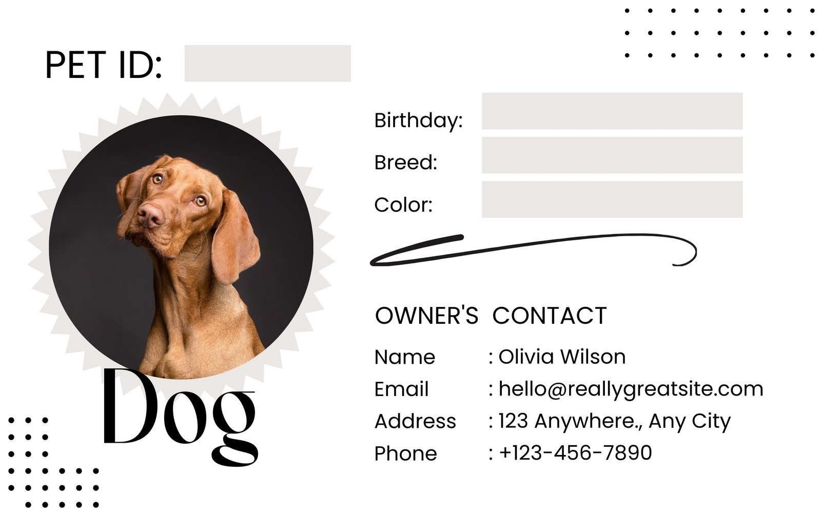 Free Printable Template Pet Id Tags